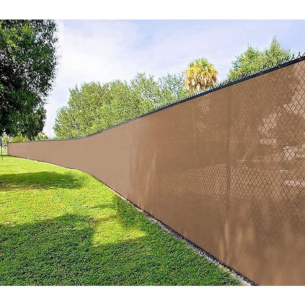 15m x 2m Premium Fence Windscreen Privacy Screen - Durable Coffee Fabric Mesh Shade Cover for Garden, Patio, and Outdoor Privacy Protection - Perfect for Backyard, Poolside, and Sports Court Enclosures