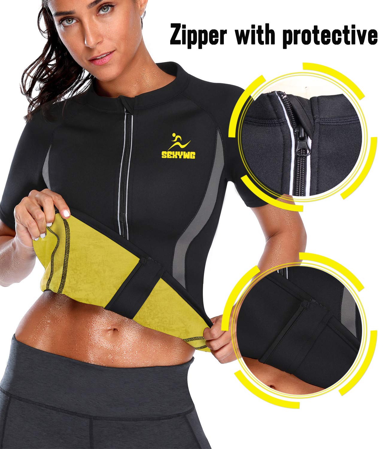 SEXYWG Women's Hot Sweat Weight Loss Sauna Shirt - Neoprene Workout Top for Body Shaping & Slimming - Perfect for Gym, Yoga & Fitness Training