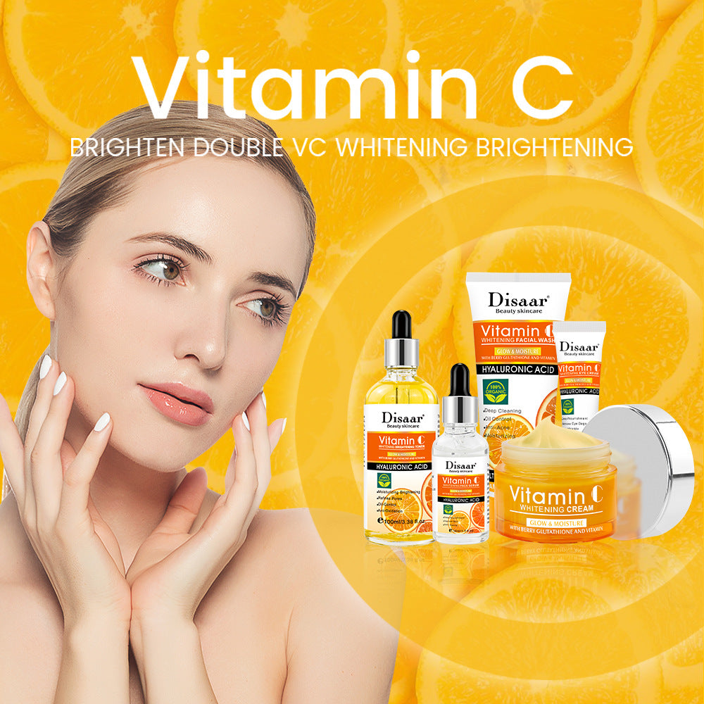 Vitamin C Skin Care Set - Hydrating, Moisturizing & Brightening Facial Serum & Cream for Glowing Skin | Day & Night Use for All Skin Types