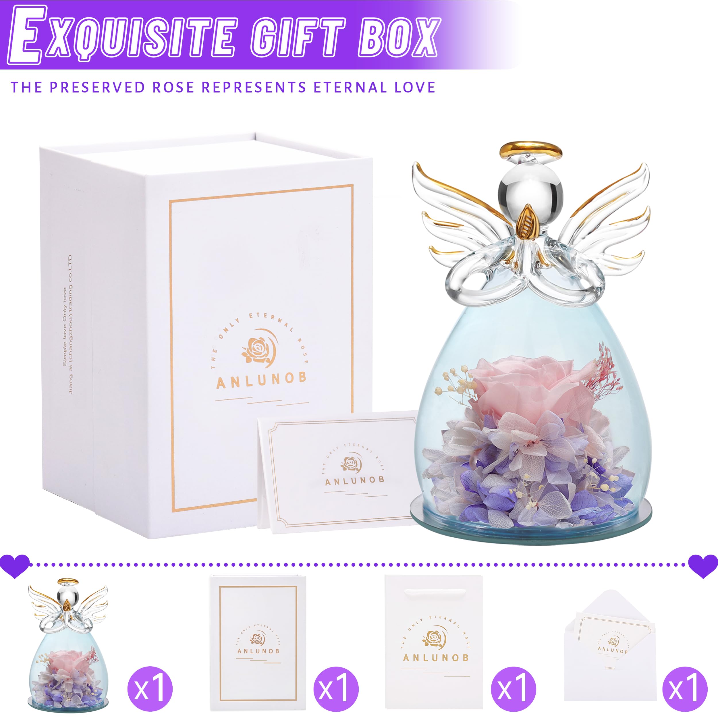 ANLUNOB Preserved Rose Gift - Eternal Flowers for Mother's Day, Anniversary, Birthday, Valentine's Day | Perfect Present for Mom, Grandma, Girlfriend & Friends | Home Decor, Wedding Centerpiece, Romantic Keepsake