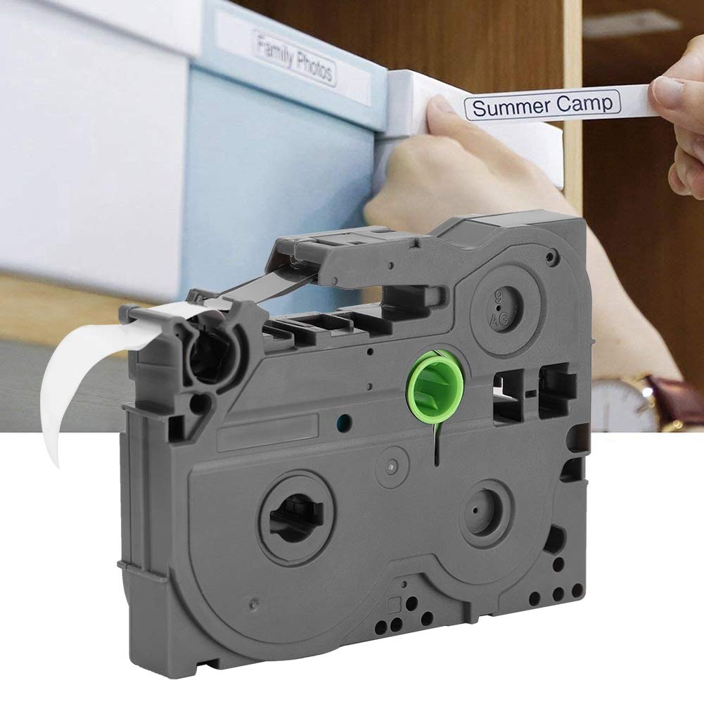 ASHATA 9mm Laminated Labeling Tape - Black on White, Compatible with TZe-221, Intelligent Sensing for PVC Casing, Heat Shrinkable Tubes & Stickers | Perfect for Cable Management, Wire Labeling & Organization