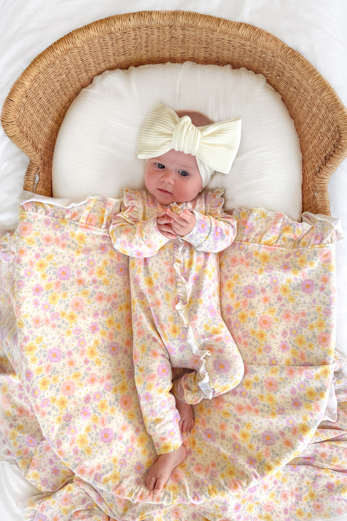 Floral Ruffle Baby Wrap - Soft Cotton Infant Swaddle Blanket for Newborns | Perfect for Nursing, Swaddling & Photo Shoots