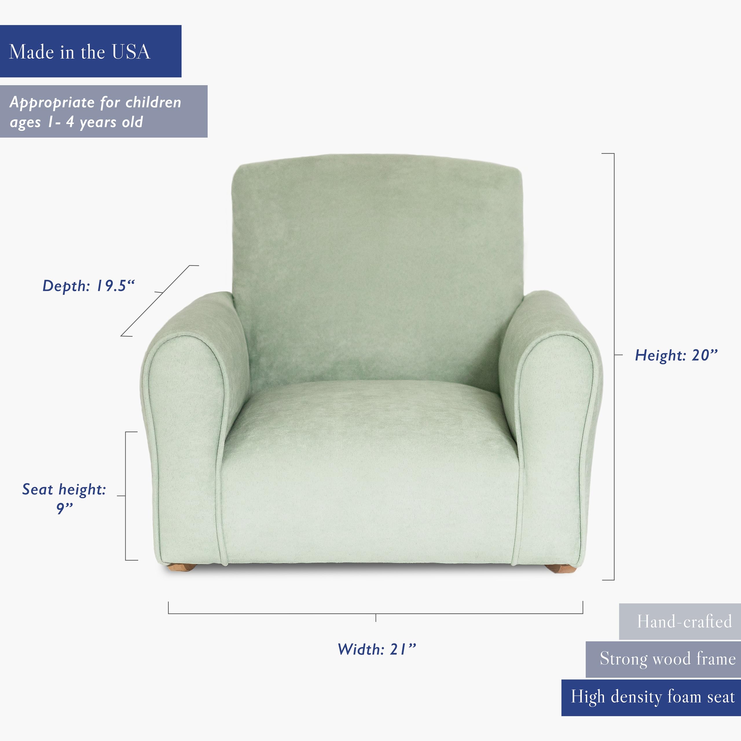 Personalized Kids Rocking Chair with Name - Toddler Upholstered Armchair in Seafoam Green Suede | Comfortable Nursery Furniture for Reading Nook, Bedroom Decor & Gift Ideas