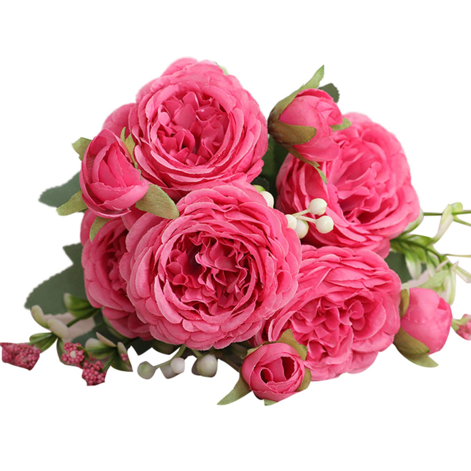 Unizhouxi 1Pc 5-Head Artificial Cloth Rose - Realistic Red Silk Flower for Home, Party, Wedding & Table Decorations - Perfect for Centerpieces, Bridal Showers & Romantic Ambiance