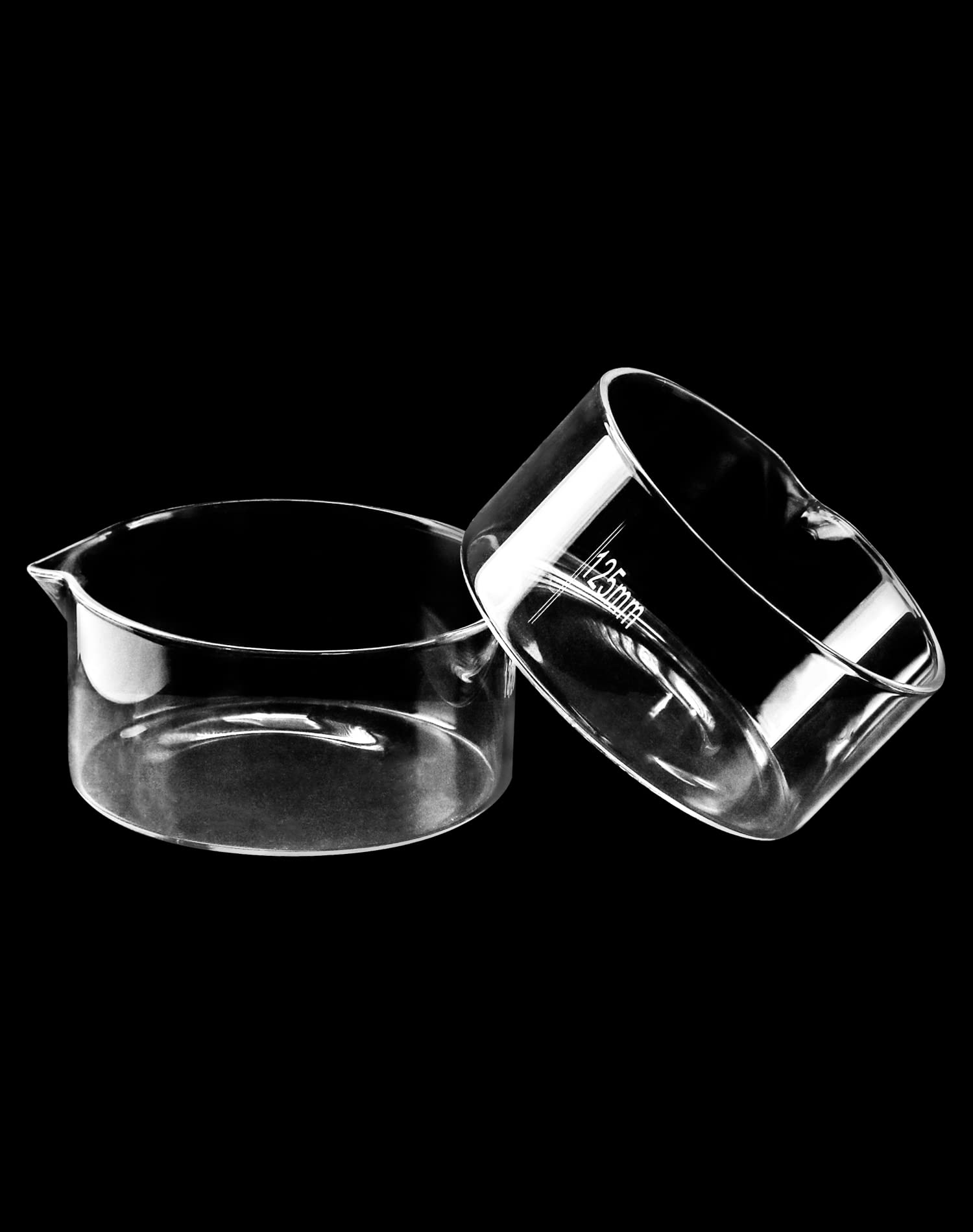 QWORK 500ml Crystallizing Dishes, 2 Pack Borosilicate 3.3 Glass Lab Dishes with Flat Bottom, Spout & Heavy Rim - for Chemistry Experiments, Science Classrooms, Home DIY Projects & Kitchen Use