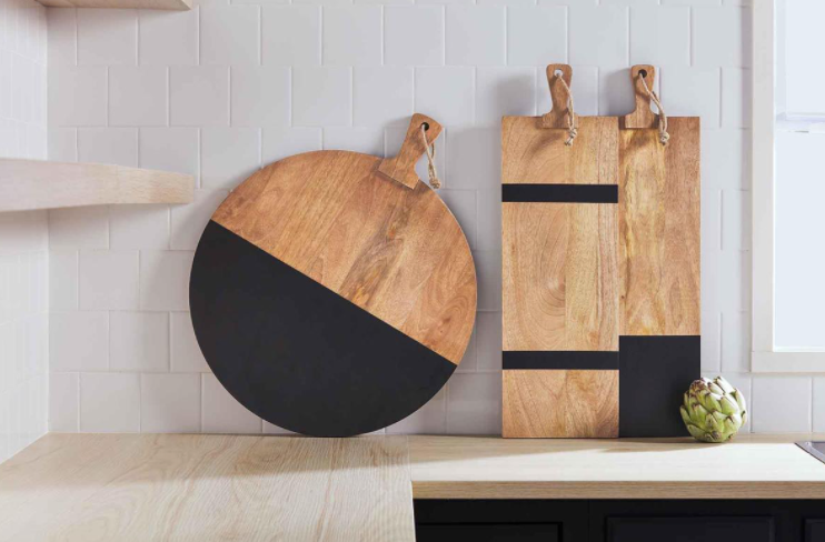 Premium Black Wood Serving Boards for Charcuterie, Cheese & Appetizers - Elegant Wooden Tray for Entertaining, Kitchen & Dining Decor