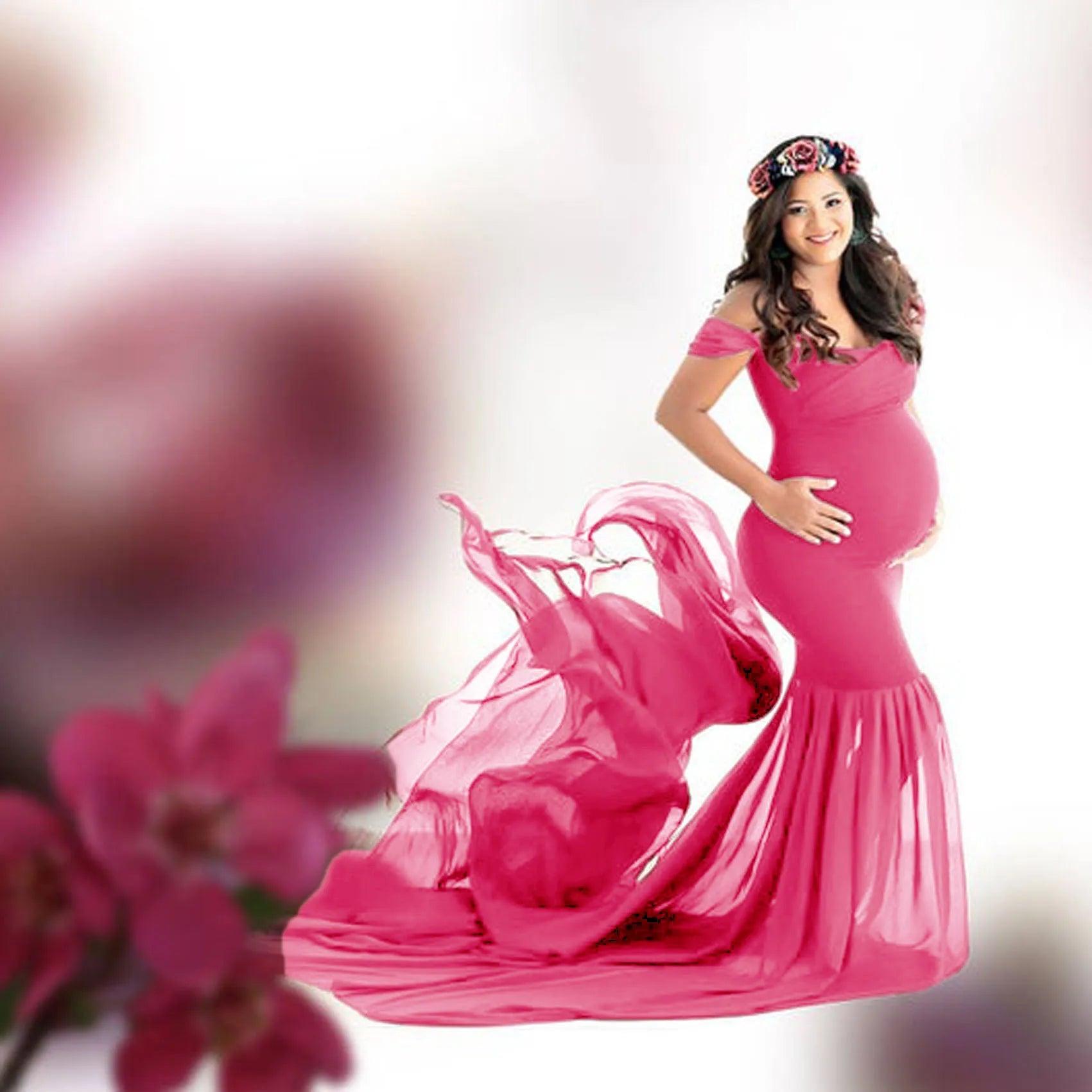 Ruffle One Shoulder Maternity Dress - 100% Pure Cotton, Solid Color Summer Photoshoot Dress for Pregnancy Photos, Baby Shower & Beach Maternity Wear