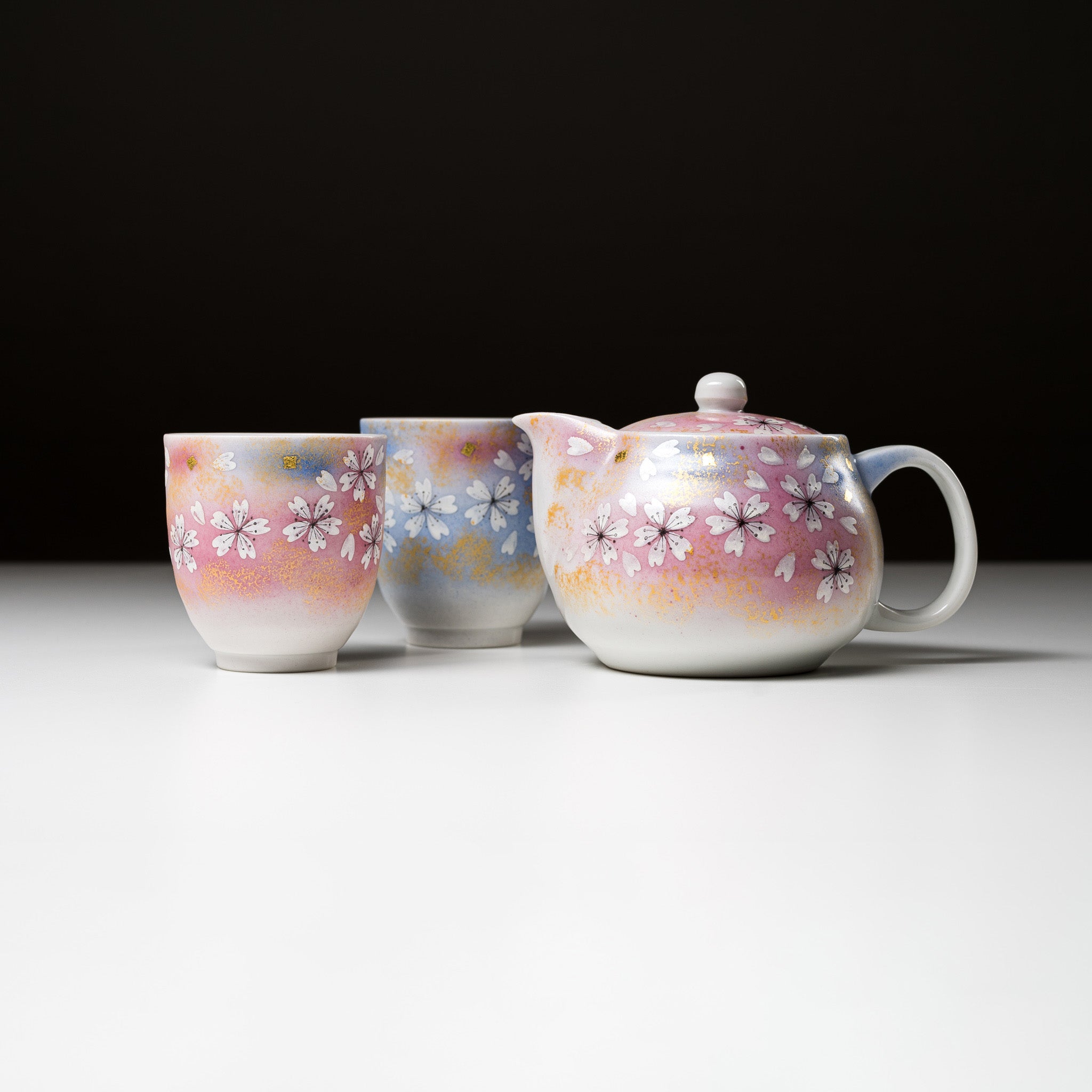 Premium Kutani Ware Japanese Tea Set - Sakura Snowstorm Design, Authentic Hand-Painted Porcelain for Matcha & Sencha Tea Ceremony, Perfect Gift for Tea Lovers & Home Decor