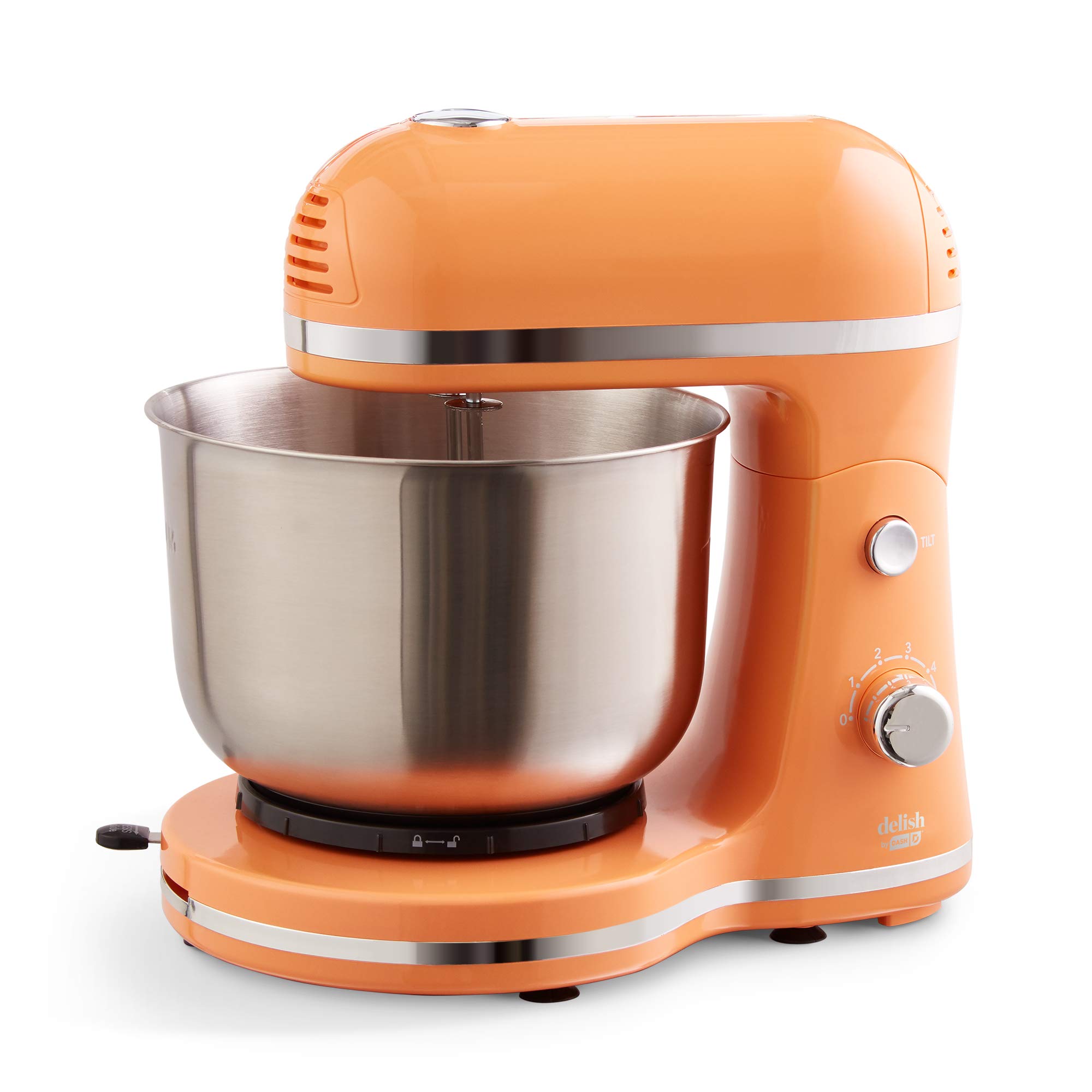 DASH Delish Compact Stand Mixer, 3.5 Quart - Orange | Includes Beaters & Dough Hooks | Perfect for Baking Cookies, Cakes & Bread at Home