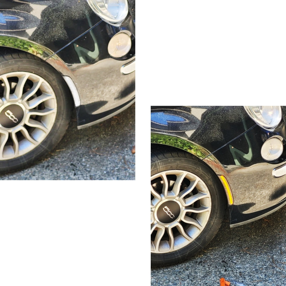 Amber/Red LED Side Marker Lights for 2011-2019 Fiat 500 - Clear Lens, Waterproof, Easy Installation - Perfect for Night Driving & Enhanced Vehicle Visibility
