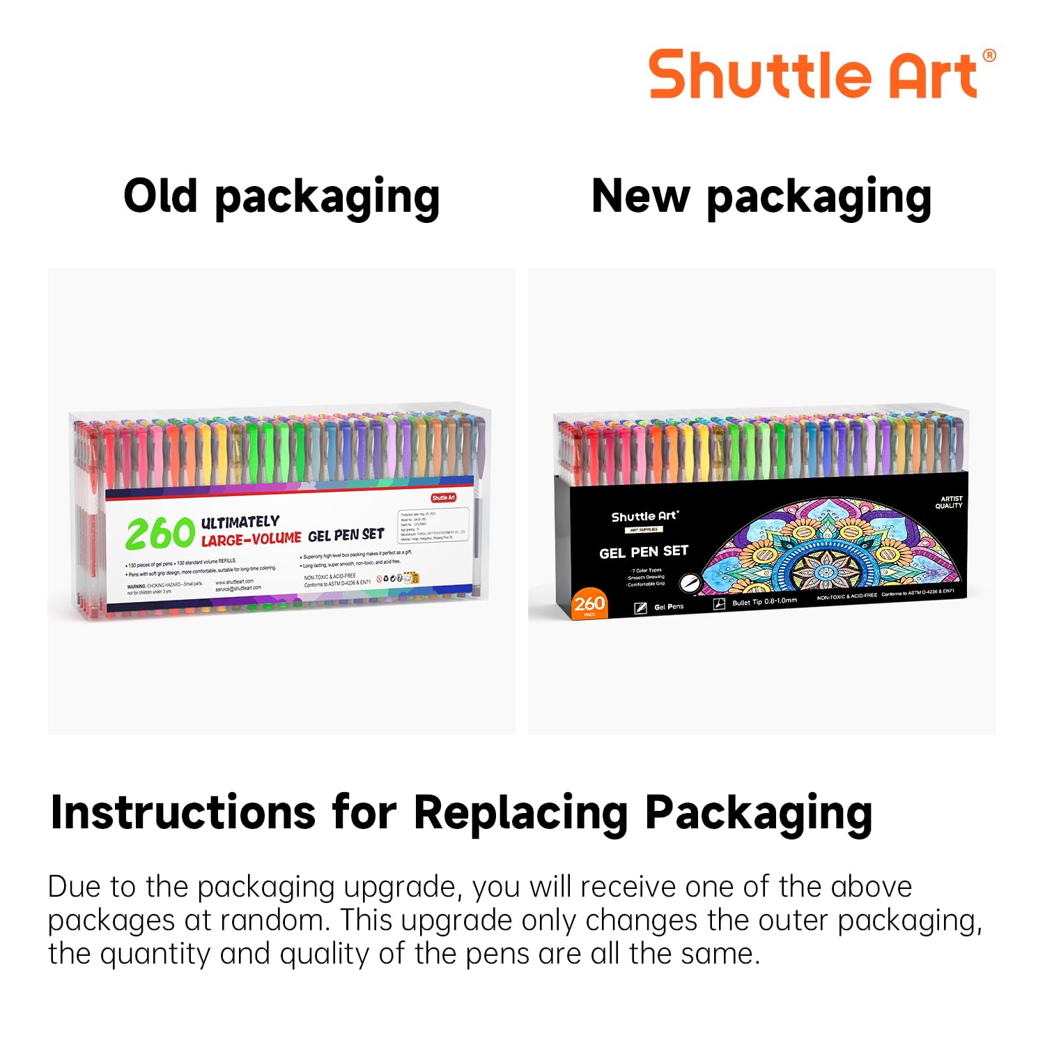 Shuttle Art 260 Pack Gel Pens Set - 130 Vibrant Colors with 130 Refills for Adult Coloring Books, Drawing, Crafts, Scrapbooking & Journaling | Perfect for Artists, Students & DIY Enthusiasts