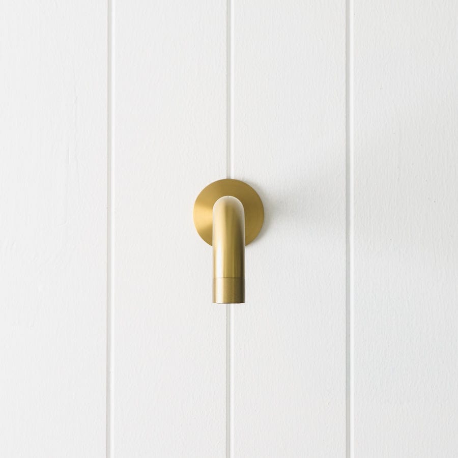 Sydney Wall Spout Brushed Brass - Premium Bathroom Faucet for Modern Sink & Vanity - Perfect for Home, Hotel, and Spa Decor