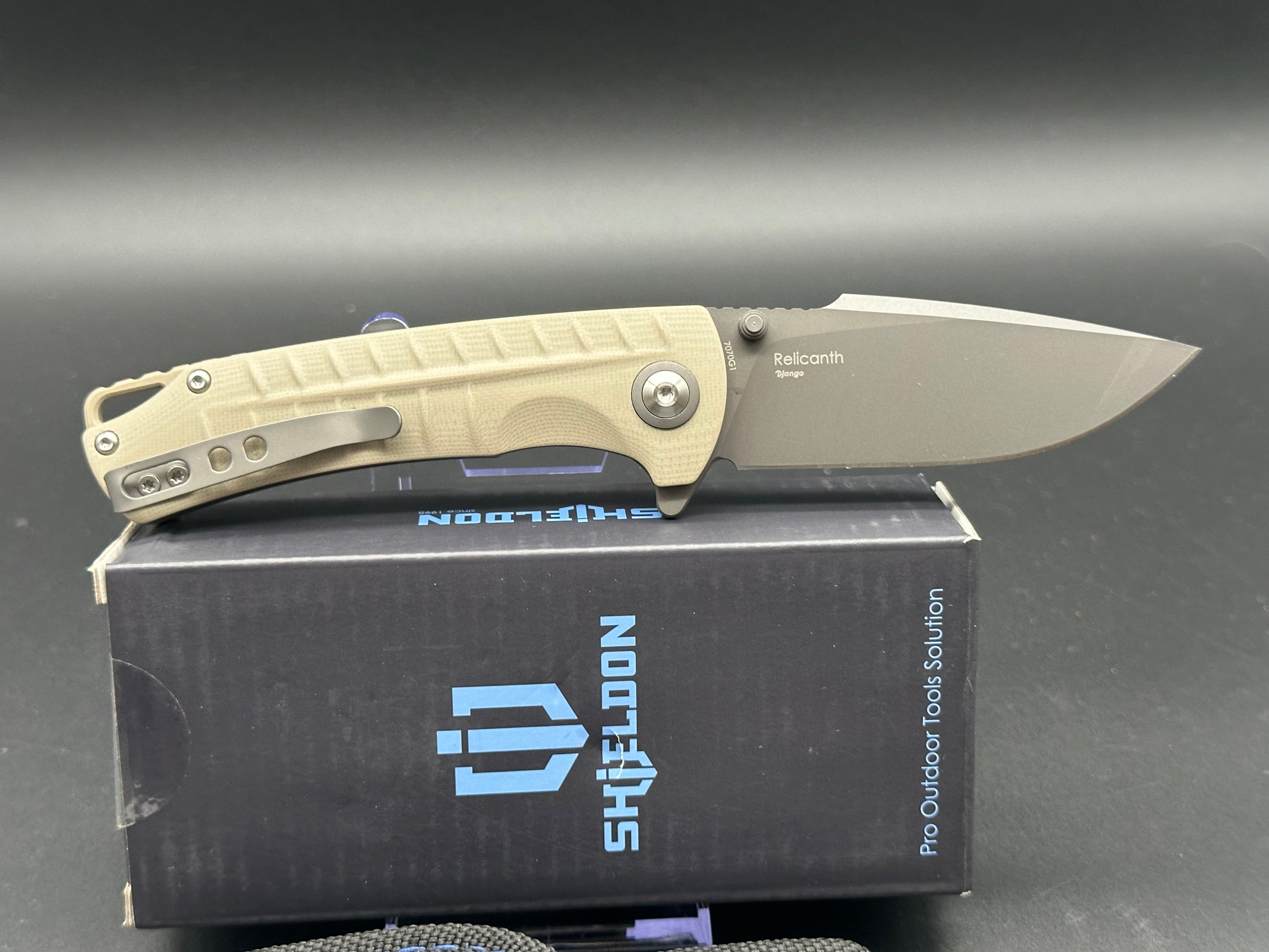 Shieldon Relicanth Tan G10 (3.11 D2) Knife - High-Performance EDC Pocket Knife for Outdoor, Camping & Survival Gear