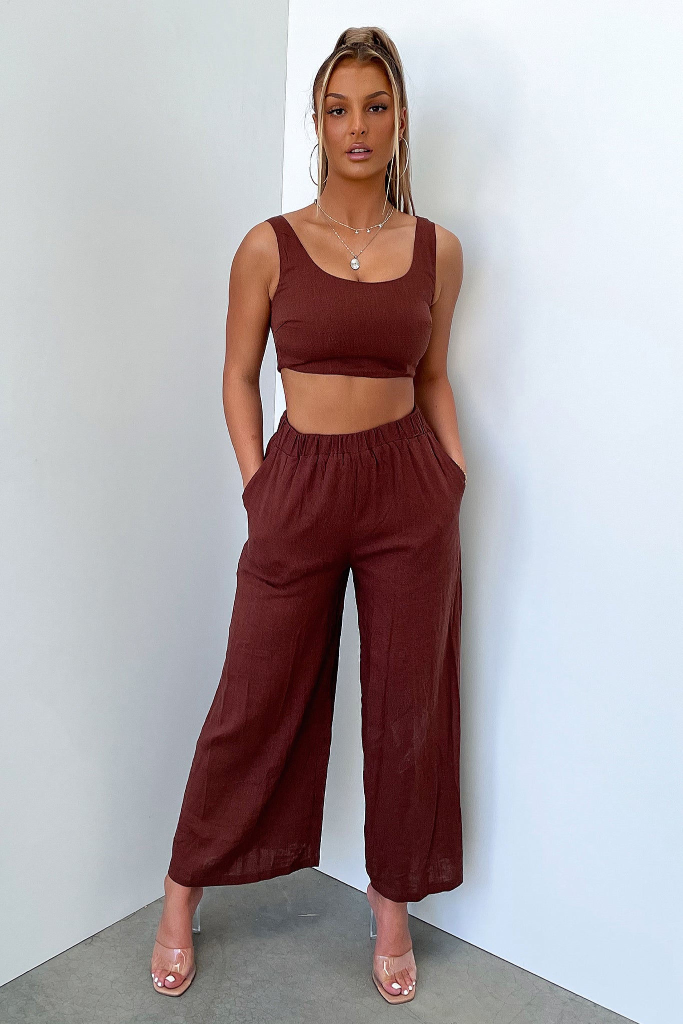 Inka Crop Top for Women - Soft Brown Boho Chic Shirt for Summer, Yoga, and Casual Outfits