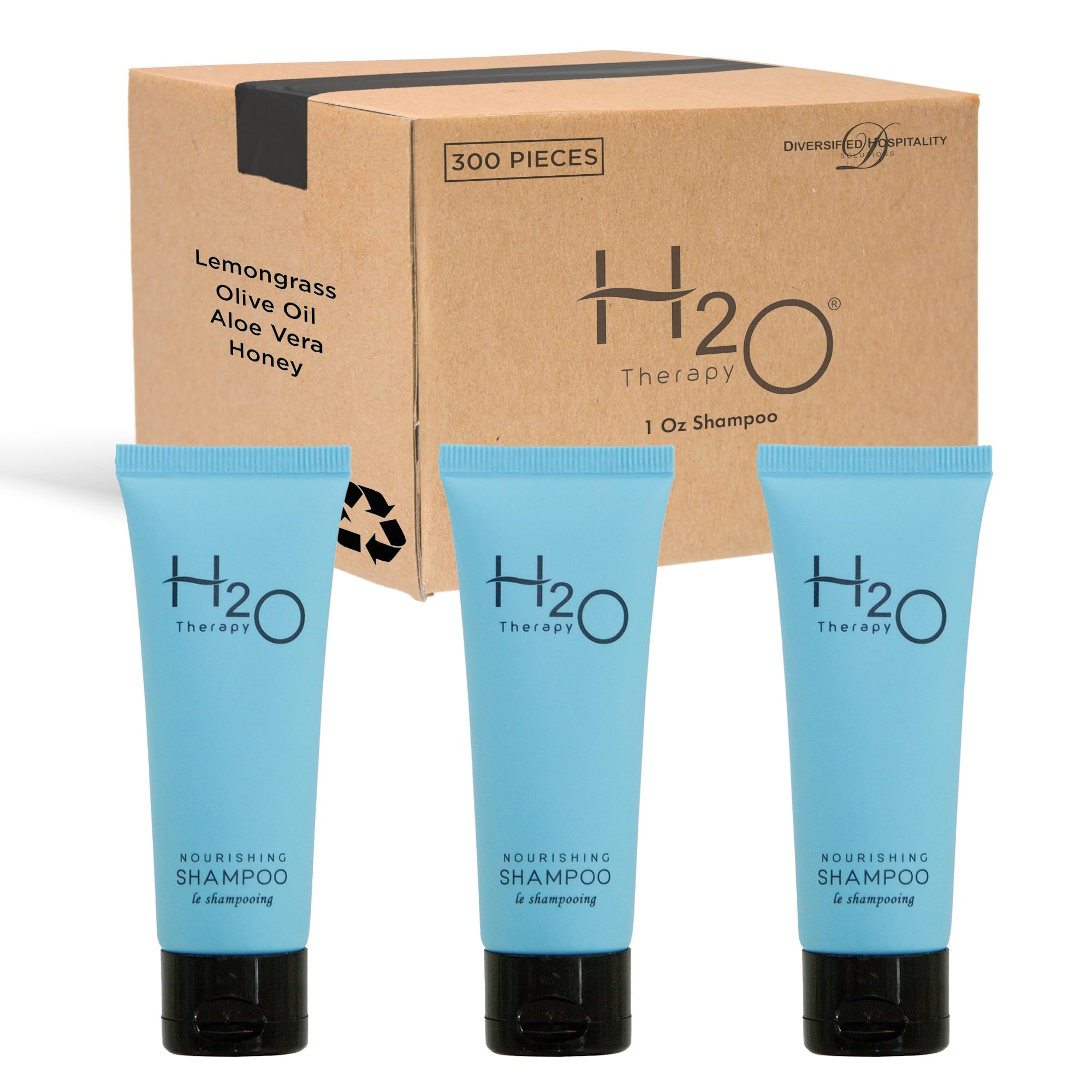 H2O Therapy Shampoo & Body Wash Travel Size - 1 oz Bottles (Pack of 300) | Hotel & Hospitality Amenities | Perfect for Hotels, Gyms, Spas & Travel Toiletries