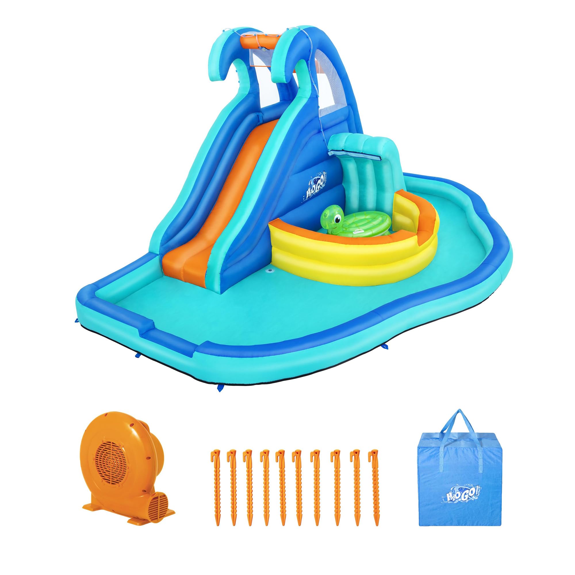 Bestway H2OGO! Wavetastic 16-Foot Inflatable Water Park for Kids - Outdoor Water Slide, Turtle Pool Float, Splash Sprinklers & Wave Pool | Perfect for Backyard Summer Fun, Birthday Parties & Family Gatherings