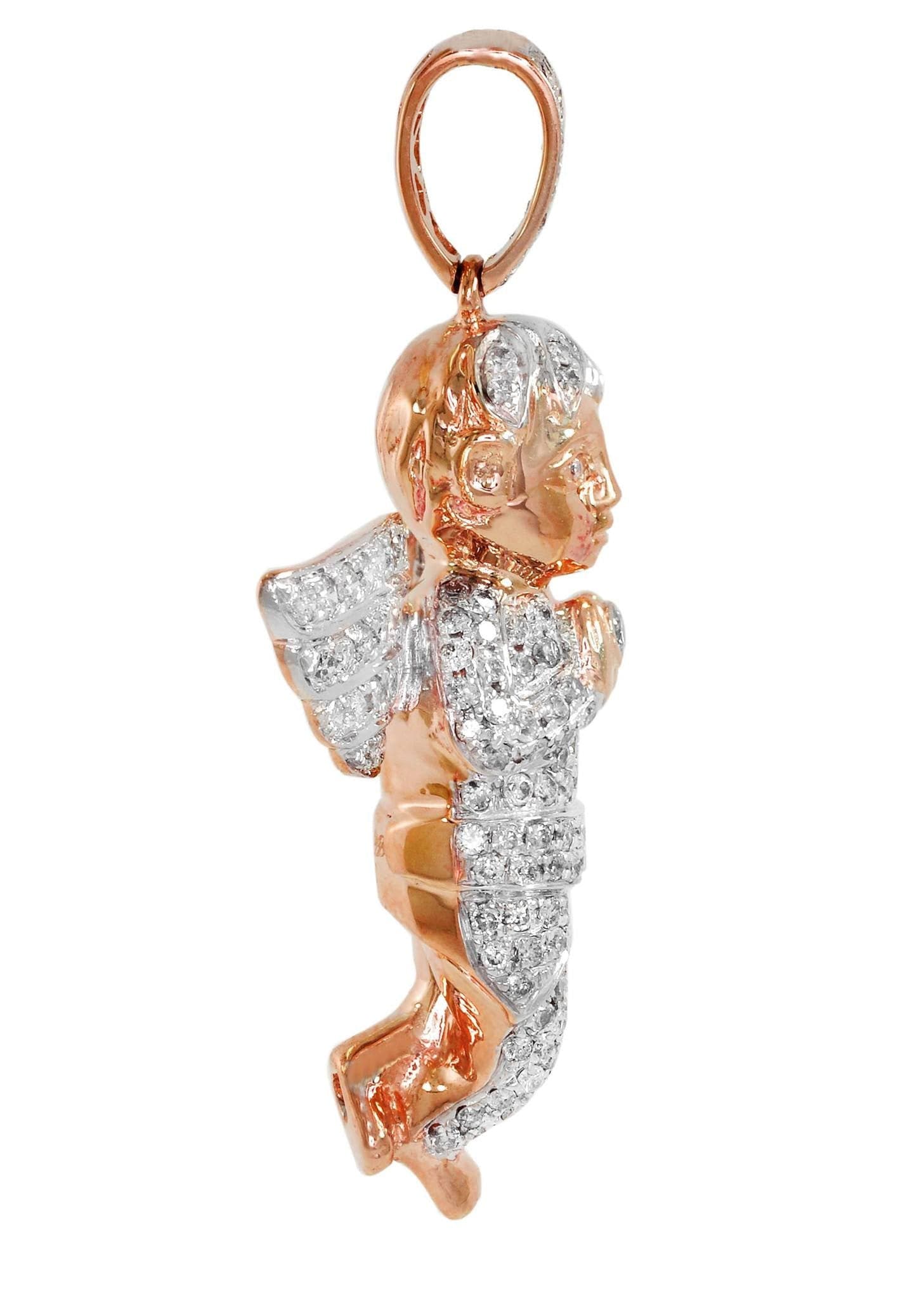 Diamond Angel Pendant Necklace - 16.86g Solid Gold with 2.63 Carat Genuine Diamonds | Elegant Jewelry Gift for Women | Perfect for Weddings, Anniversaries & Special Occasions