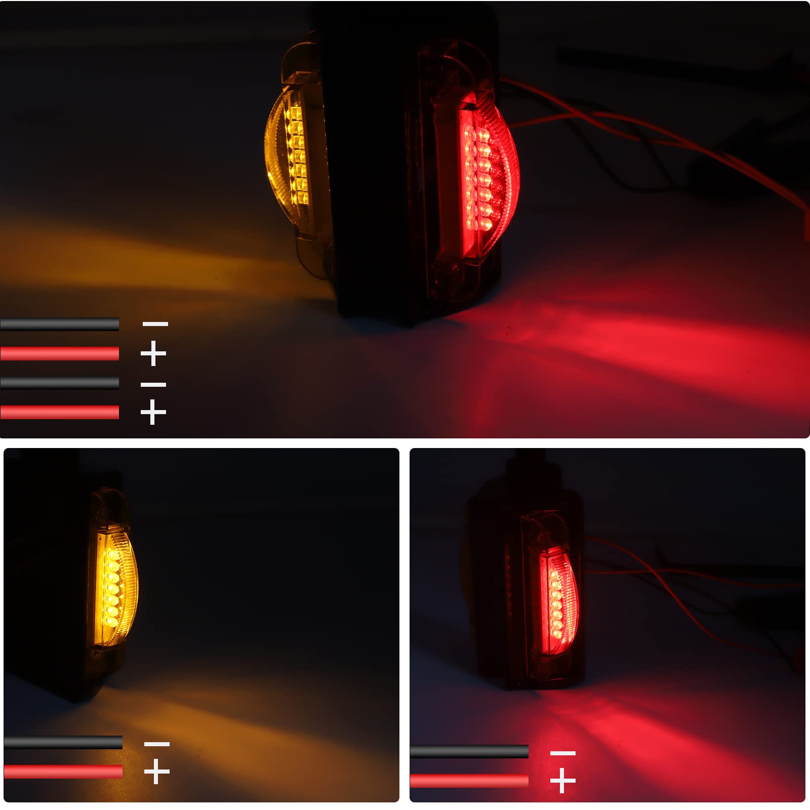 2PCS 14 LED Trailer Lights - Red & Amber Dual Face Truck Clearance Marker Lights with Brake, Stop, Turn Signal Indicators for Trailers, Lorries, Caravans, Vans & Tractors | Waterproof & Durable for Night Driving & Heavy-Duty Use
