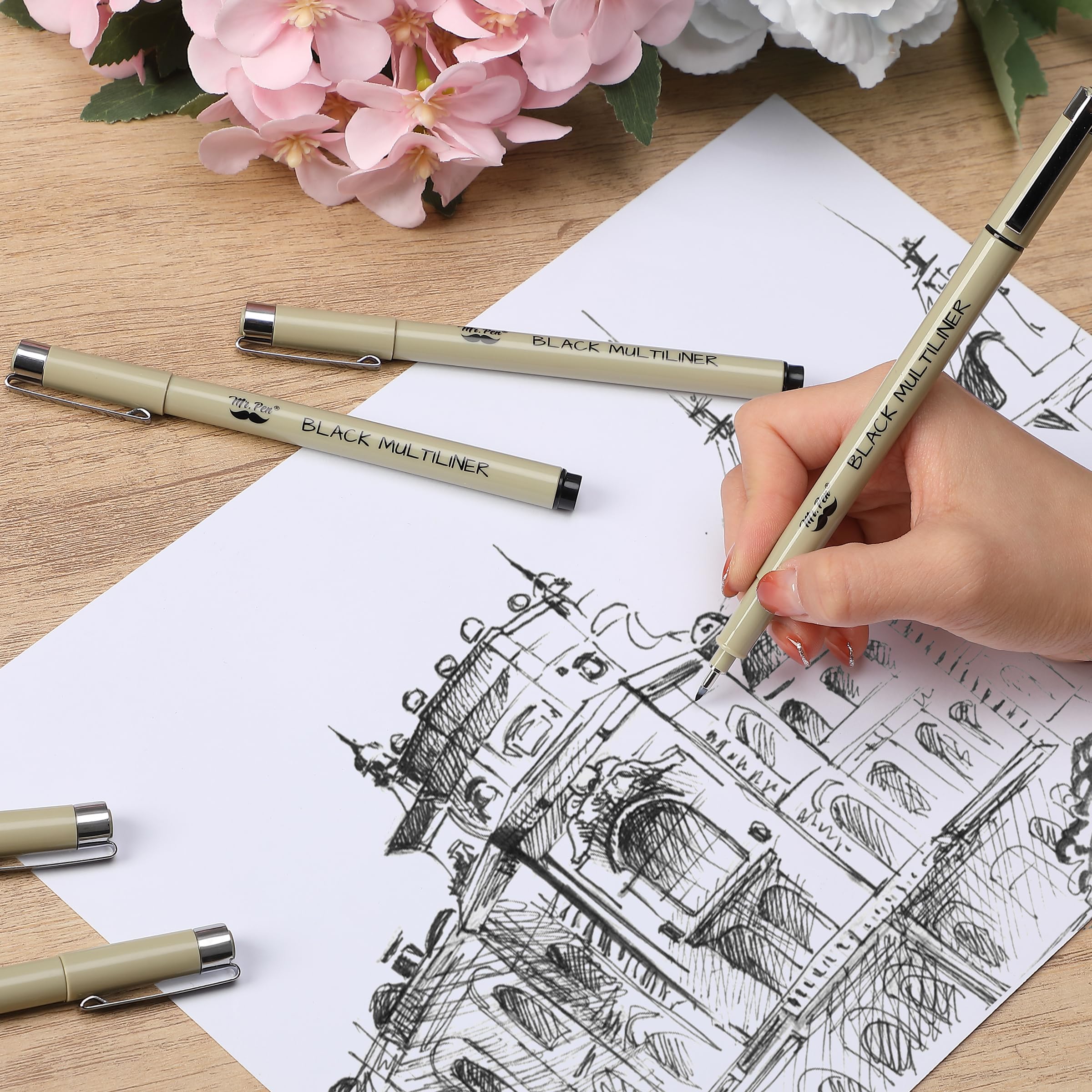 Mr. Pen- Black Fineliners, 0.25mm Ultra Fine Tip, 4 Pack No Bleed Bible Pens for Journaling, Bible Study, Art Drawing & Calligraphy - Perfect for Sketching, Note Taking & Bullet Journals