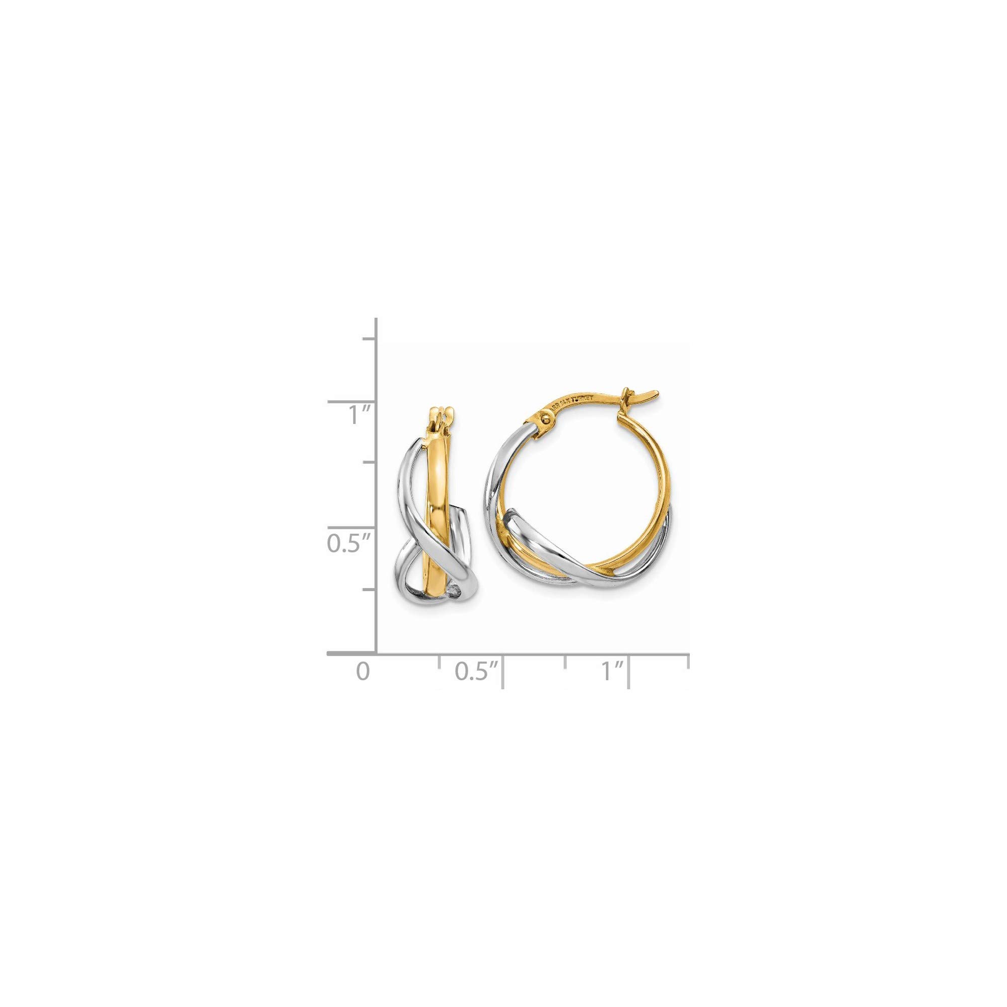 14K Two-Tone Gold Twisted Hoop Earrings for Women - Elegant Polished 14K Rose & Yellow Gold Hoops - Perfect for Parties, Weddings & Everyday Wear