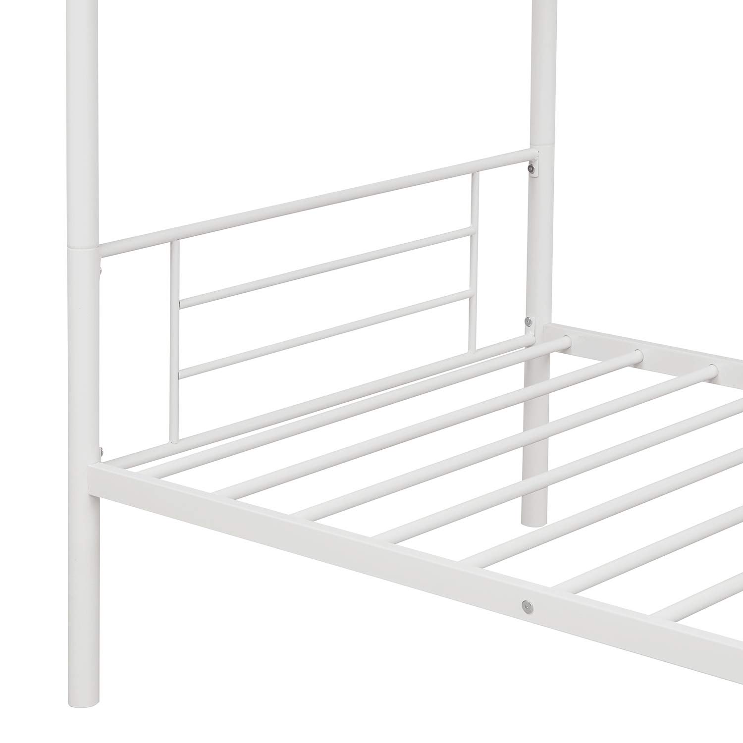 KLMM Twin Over Twin Metal Bunk Bed with Ladder & Guardrails - Convertible to 2 Separate Twin Beds for Kids, Teens & Adults (White) - Perfect for Small Bedrooms, Dorms & Shared Kids' Rooms