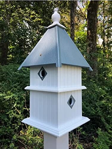 Large 2-Story Bird House with 8 Holes | Handmade in USA | Weather-Resistant PVC Material | Perfect for Outdoor Gardens, Backyards & Bird Watching