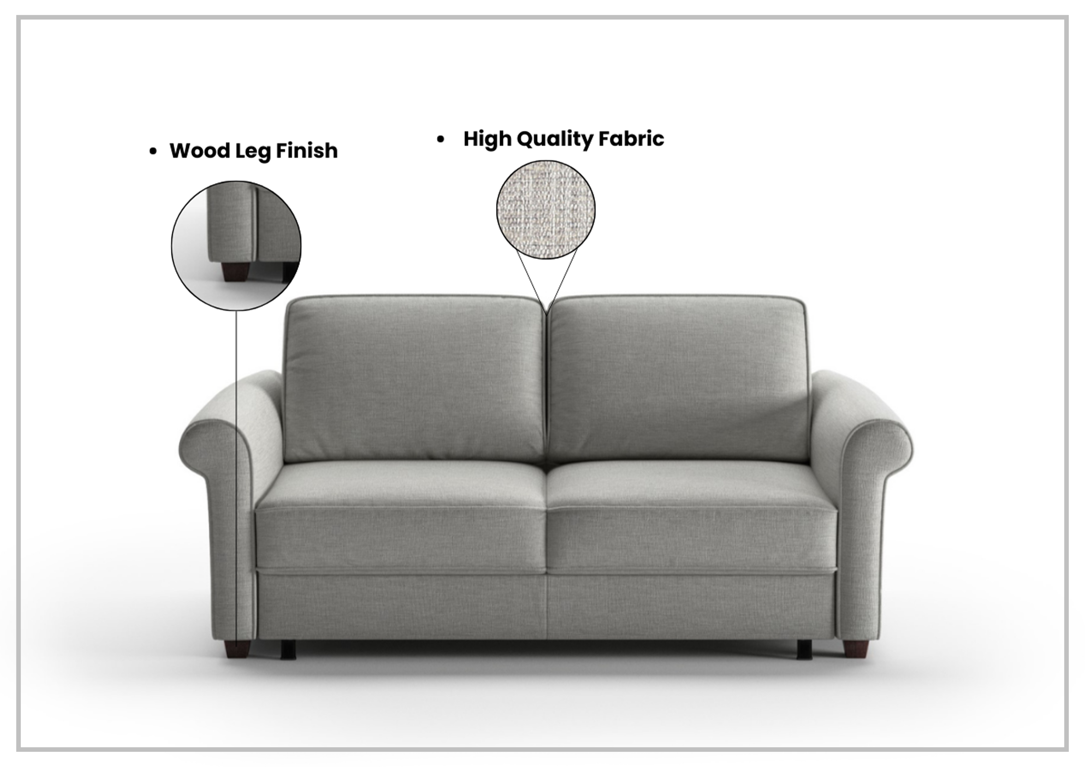 Luonto Charleston Fabric King Sleeper Sofa - Gray Goose Color | Convertible Sofa Bed for Living Room, Guest Room & Small Spaces
