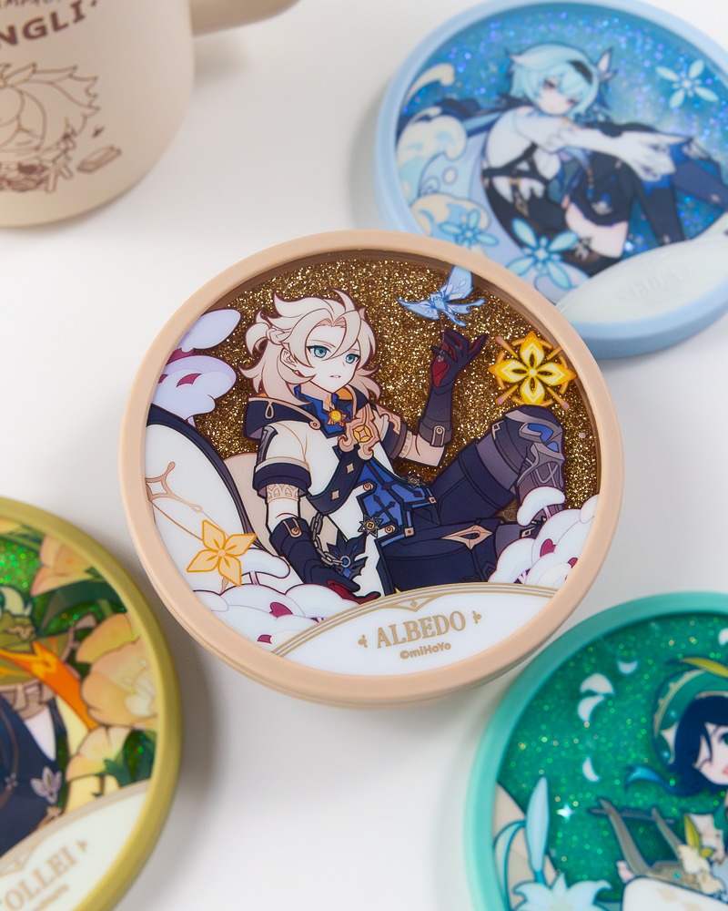 Genshin Impact© Windblume’s Breath Themed Quicksand Coaster - Anime Game Merch for Desk Decor & Drink Holder - Perfect for Gaming Setups & Office Accessories