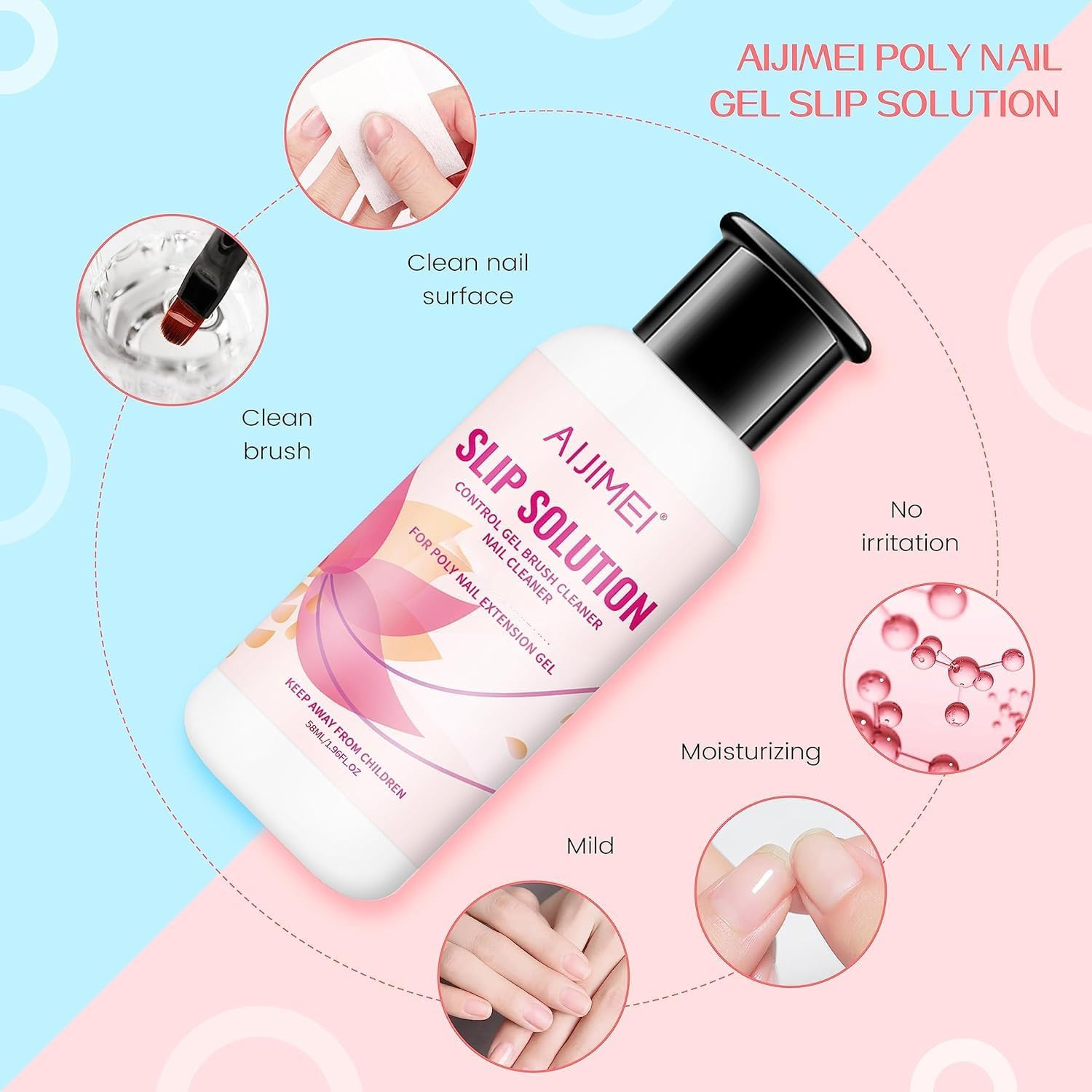 AIJIMEI Nail Slip Solution - 58ml/2oz Poly Nail Gel Extension Solution for Professional & Beginner Nail Art - Perfect for Salon, Home Manicures & DIY Nail Designs