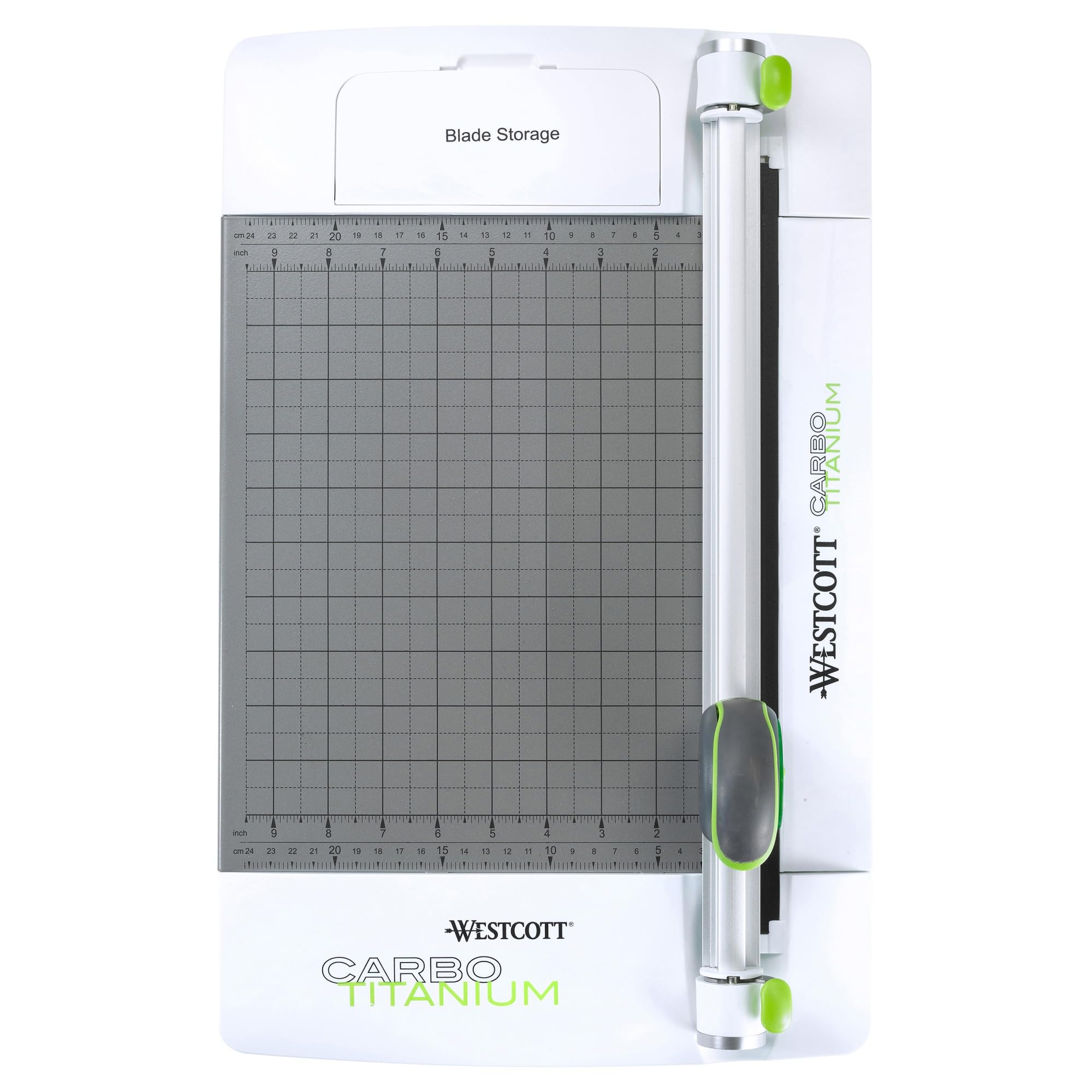 Westcott® CarboTitanium Rotary Trimmer 12 Inch - Precision Paper Cutter for Scrapbooking, Card Making & Office Use - White & Green Design