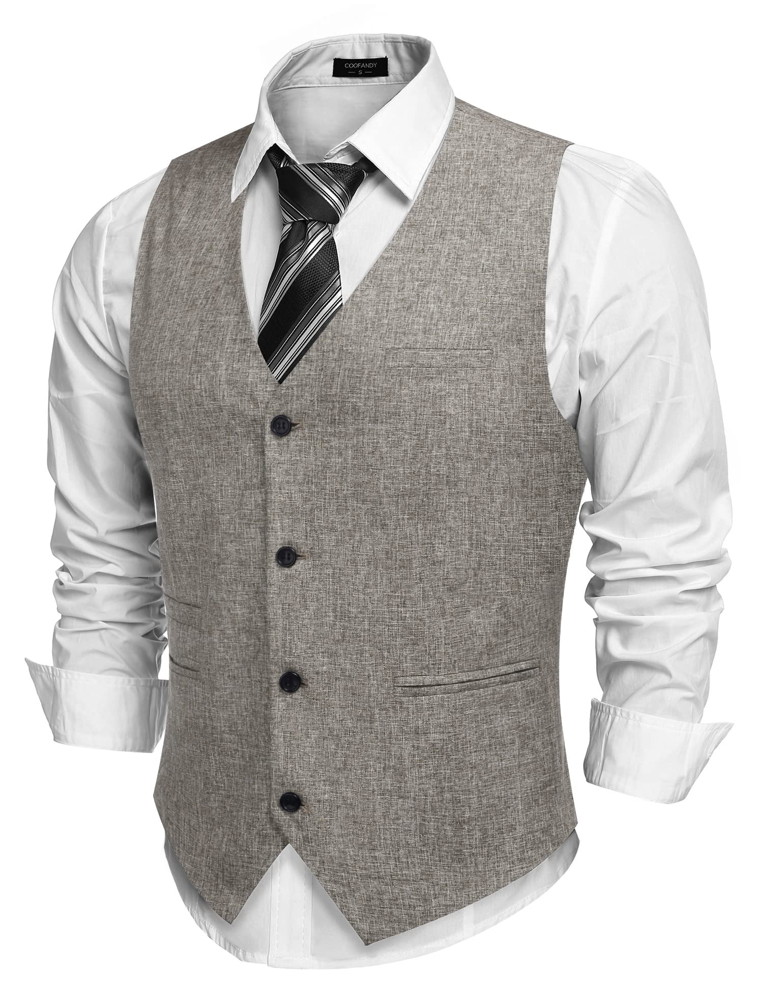 COOFANDY Men's Slim Fit Casual Business Vest - Lightweight Waistcoat for Office, Wedding & Formal Wear | Perfect for Suits, Dress Pants & Business Attire