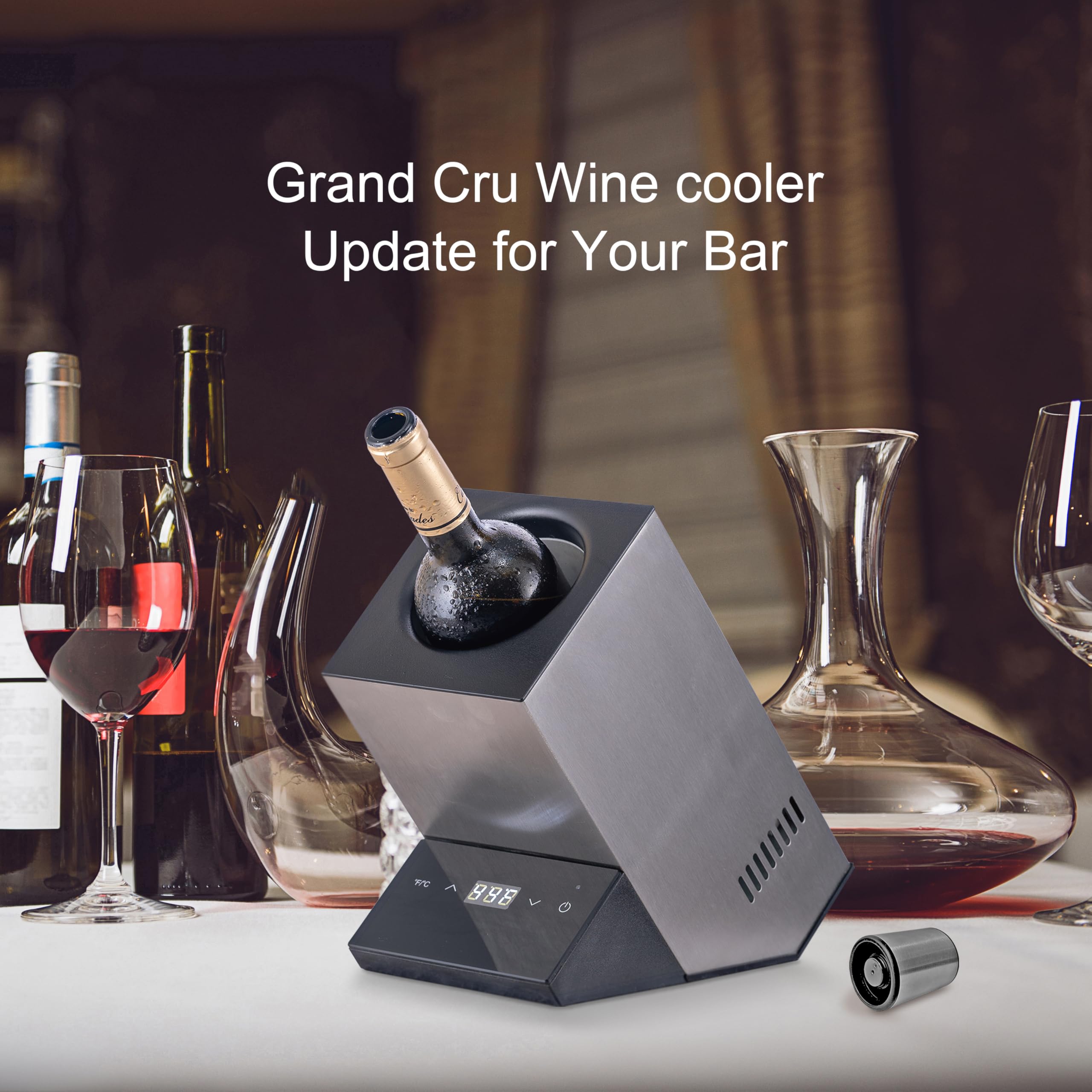 Cobalance Electric Wine Cooler & Chiller for 750mL Wine Bottles - Portable Single Bottle Wine Refrigerator with 24H Cooling, Iceless Wine Cooler for Parties, Gifts, Home & Office Use - Perfect for Wine Lovers & Entertaining