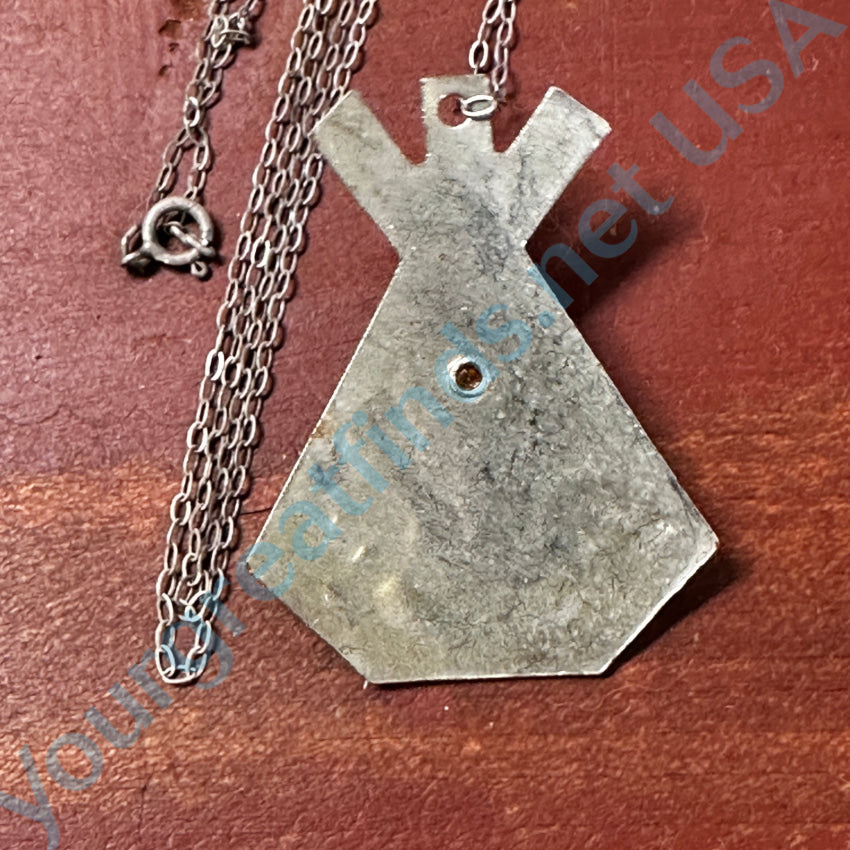 Vintage Silver Tone & Faux Turquoise Necklace with Sterling Chain - Boho Jewelry for Women, Perfect for Parties, Weddings & Everyday Wear