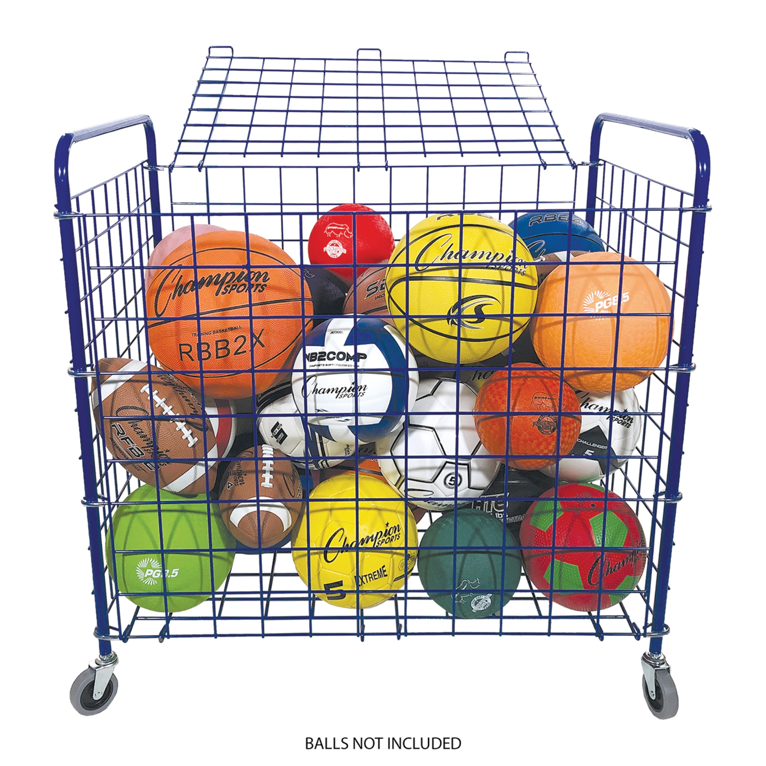 Champion Sports Ball Cart with Wheels - Heavy Duty Rolling Ball Holder for Basketball, Soccer, Volleyball - Perfect for Gym Storage, Sports Equipment Organization & Team Practice