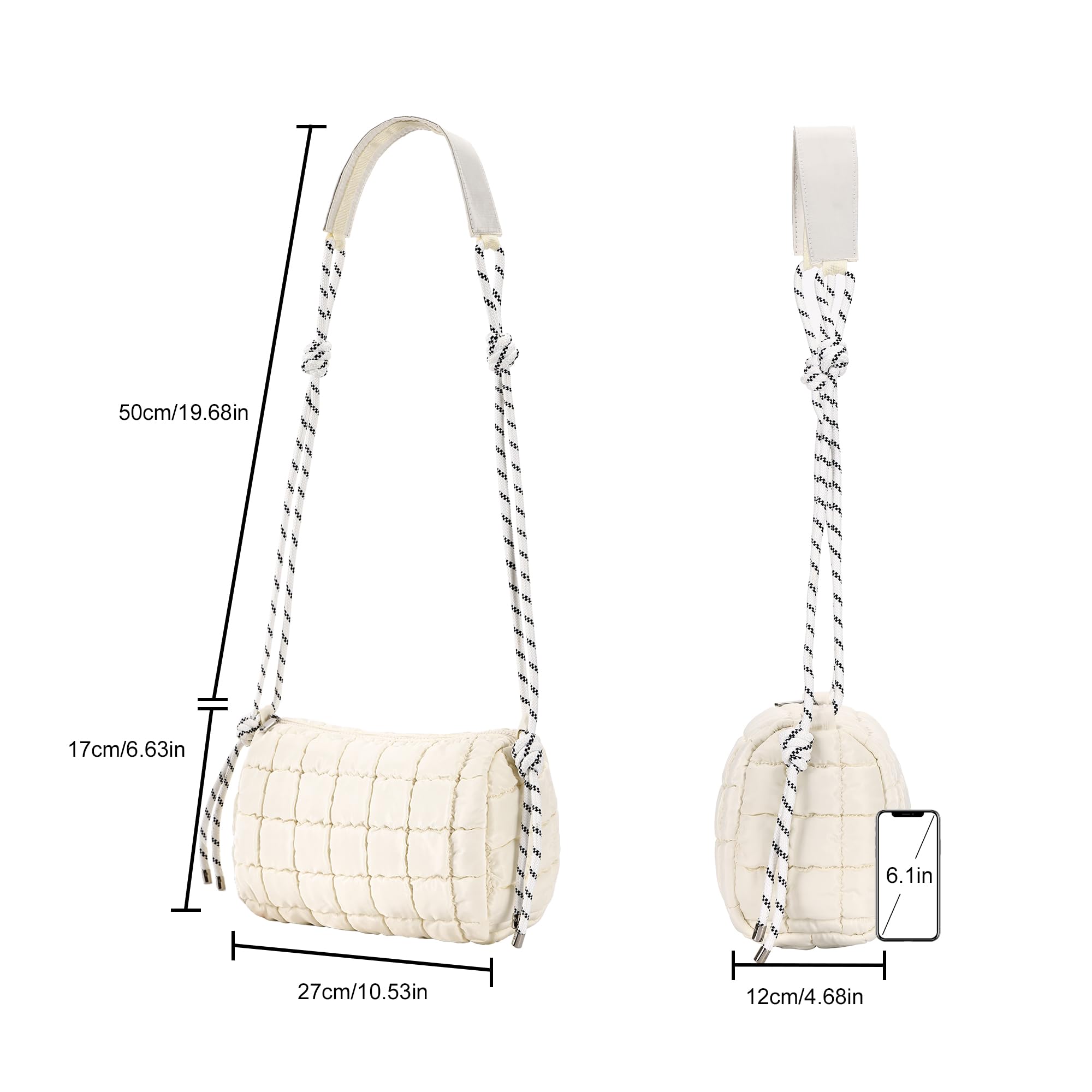 Quilted Puffer Tote Bag for Women - Stylish Nylon Crossbody Purse for Daily Use