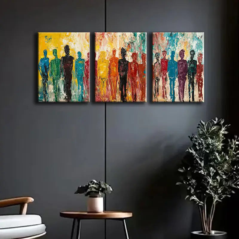 3-Piece Metal Wall Art Print - Ready to Hang Modern Home Decor for Living Room, Bedroom & Office - Set of People Silhouette Artwork
