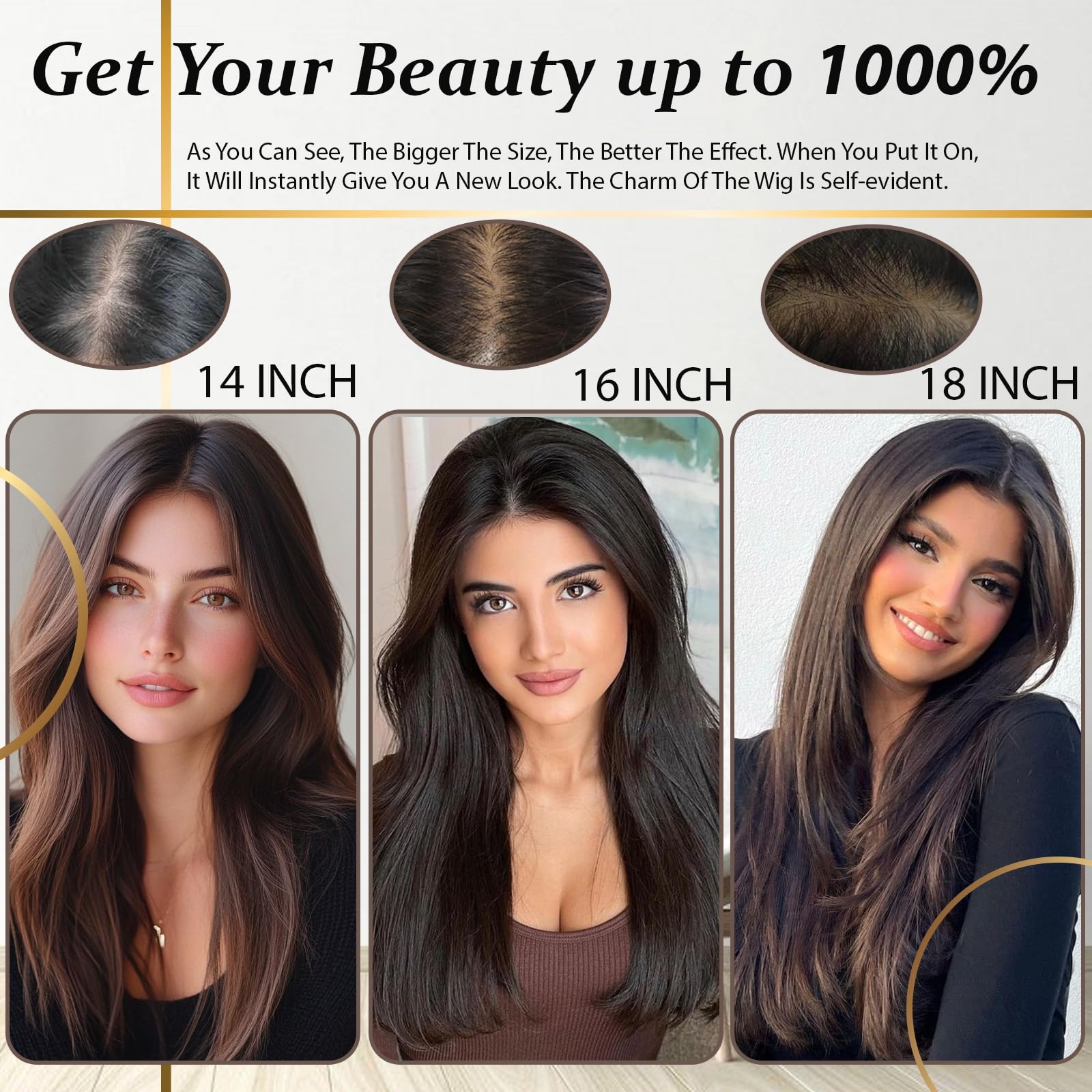 360° 3D Human Hair Toppers for Women - Real Human Hair Clip-In Bangs with Thinning Upgrade - Middle Part Hairpiece for Daily Use (Medium Dark Brown, 14 Inch) - Perfect for Thinning Hair Coverage & Natural-Looking Hairstyles