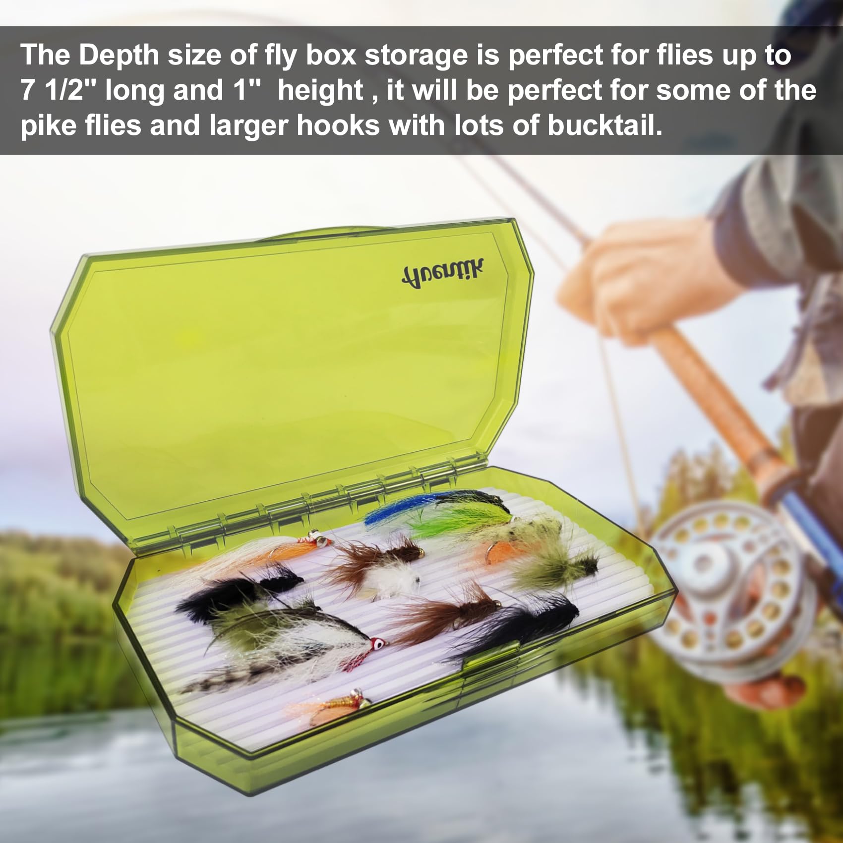 **Aventik Saltwater Fishing Tackle Box - Large Deep Storage for Streamers, Saltwater Flies & Salmon Flies - Light Green - Perfect for Fly Fishing & Saltwater Angling**