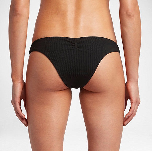 Hurley Women's Quick Dry Cheeky Swim Bottoms - Black Ribbed Bikini Bottoms for Swimming, Beach & Pool | Comfortable & Stylish Swimwear for Women