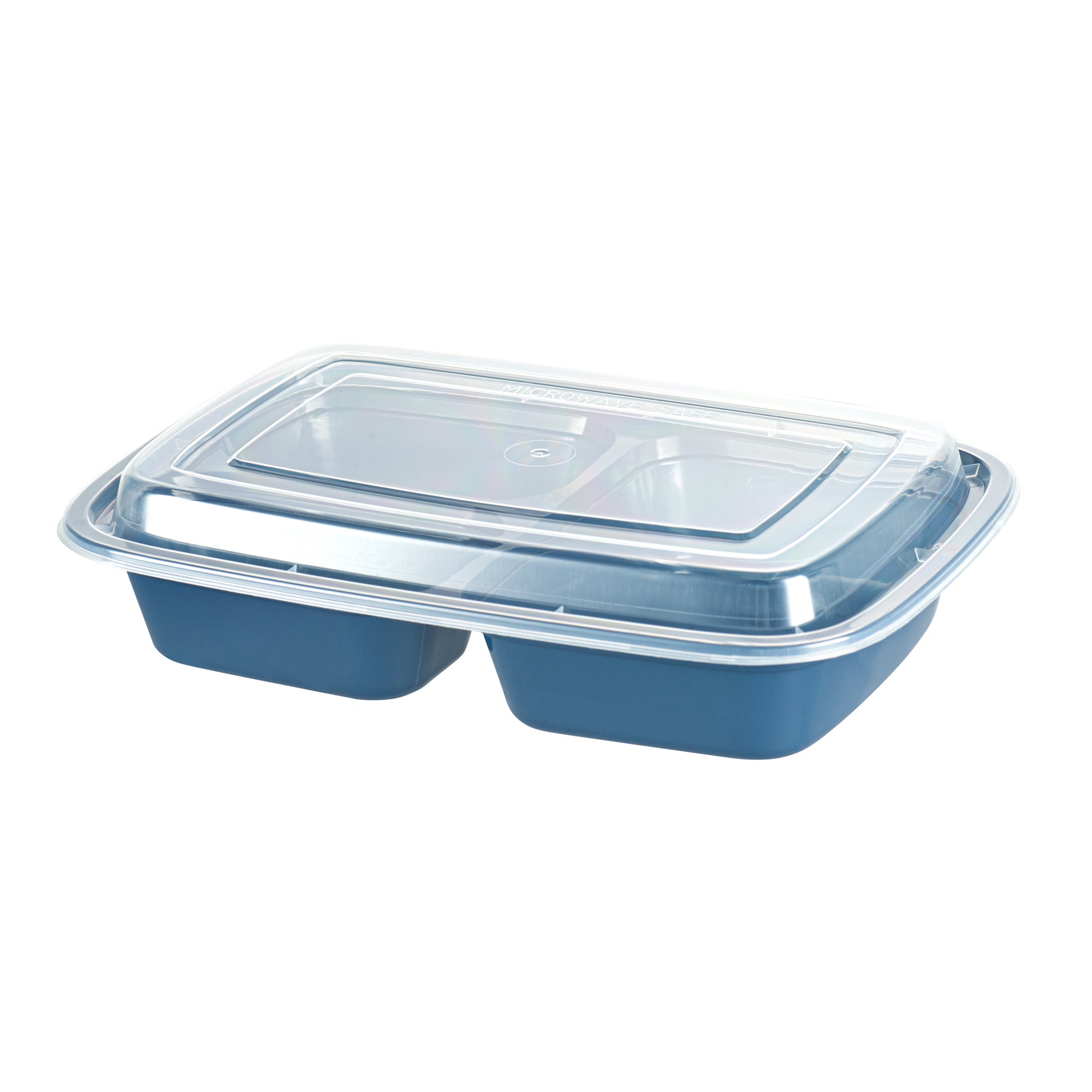 Asporto 26 oz 3-Compartment Plastic Food Storage Containers with Clear Lids - Microwave Safe, BPA Free (8.75