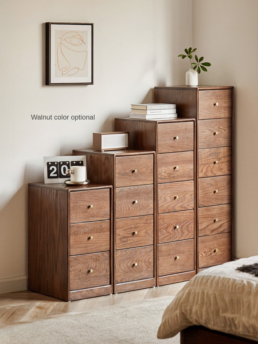 Solid Oak & Beech Wood Side Cabinet - Multi-Functional Storage Organizer for Living Room, Bedroom, or Office
