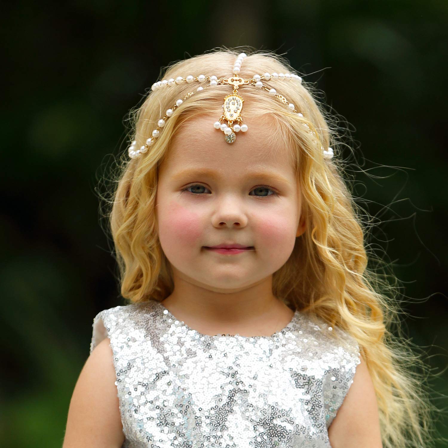 Golden Princess Headband Hair Chain for Girls - Elegant Birthday & Wedding Party Accessories (Style 1) | Perfect for Dress Up, Pageants, and Special Occasions