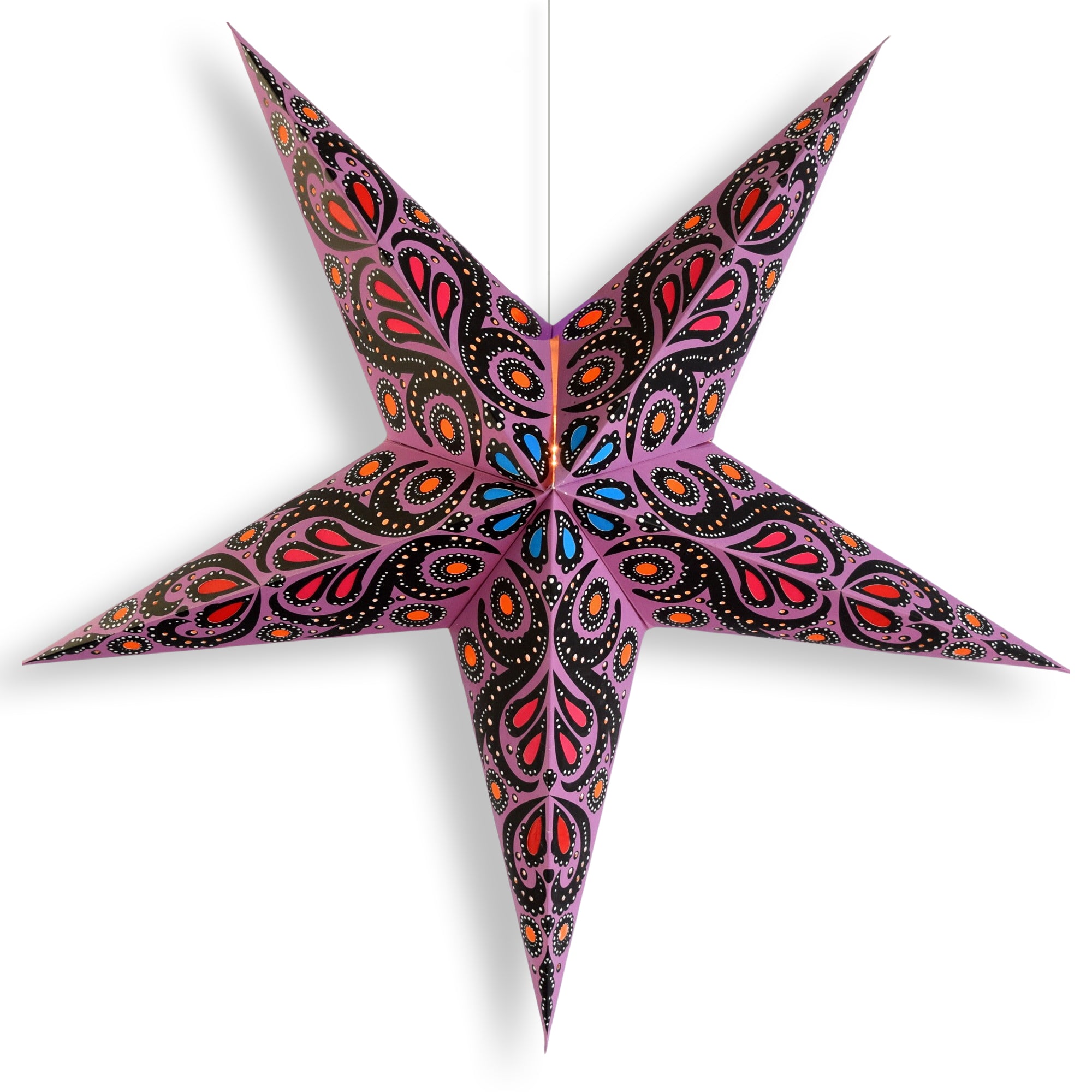 24 Inch Purple Astral Bloom Paper Star Lantern - Decorative Hanging Light for Bedroom, Party, Wedding & Home Decor