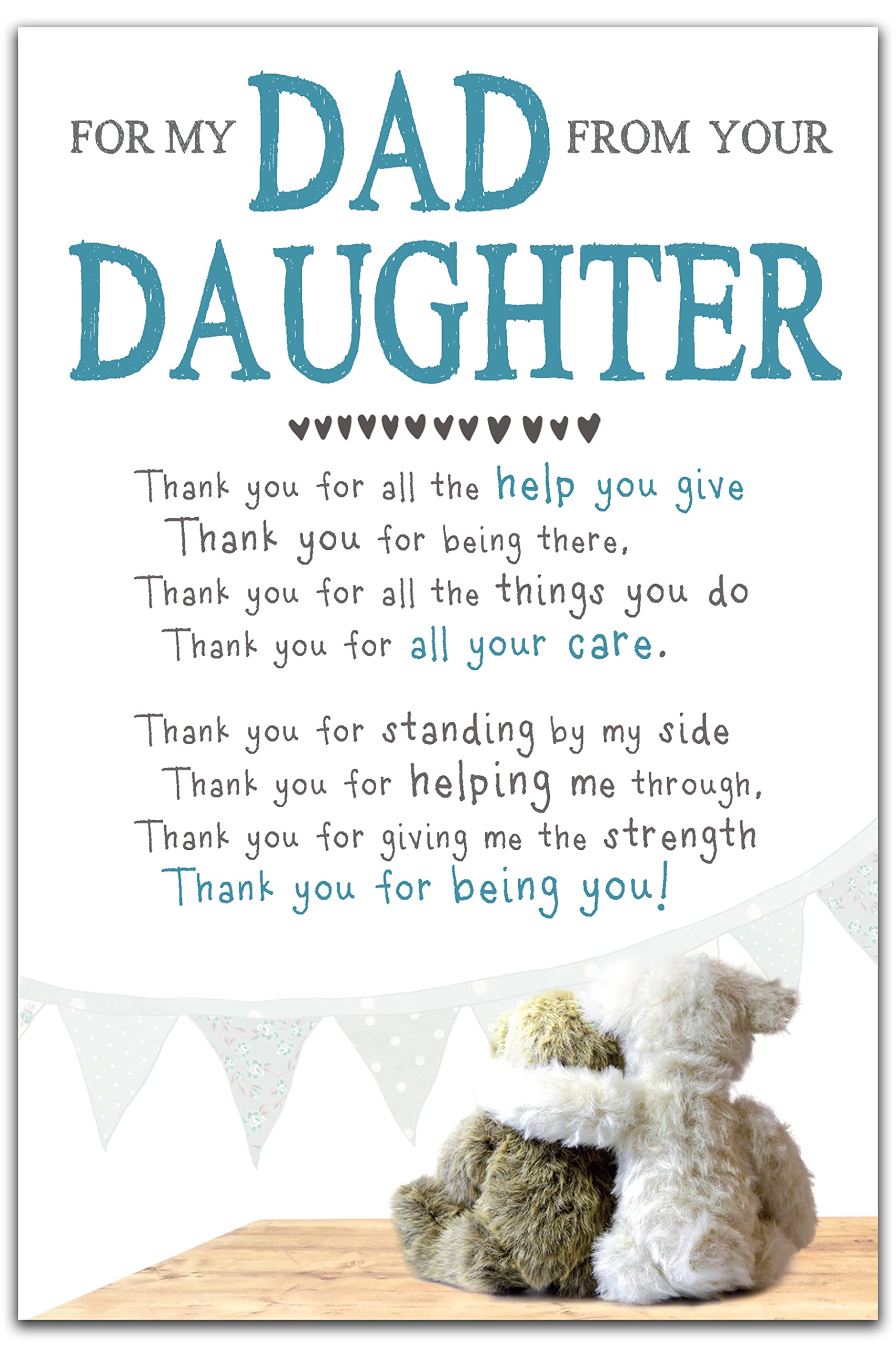 Heartfelt Father's Day Card from Daughter - Unique & Adorable Greeting Card for Dad - Perfect Fathers Day Gift for Dad - Ideal for Birthday, Anniversary & Special Occasions