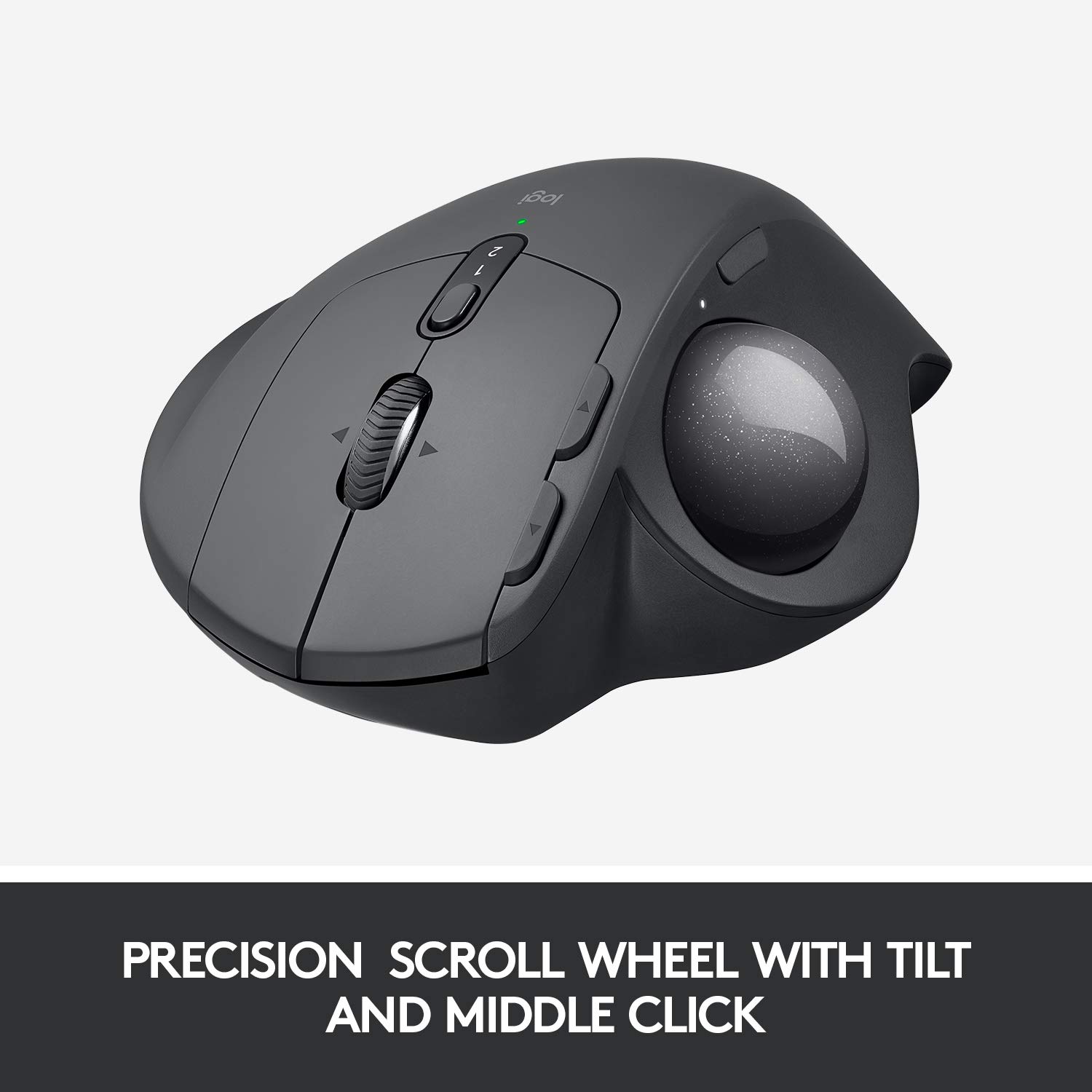 Logitech MX Ergo Wireless Trackball Mouse - Ergonomic Design, Bluetooth/USB Connectivity, Rechargeable for Windows & Mac - Perfect for Office Work, Graphic Design & CAD Professionals