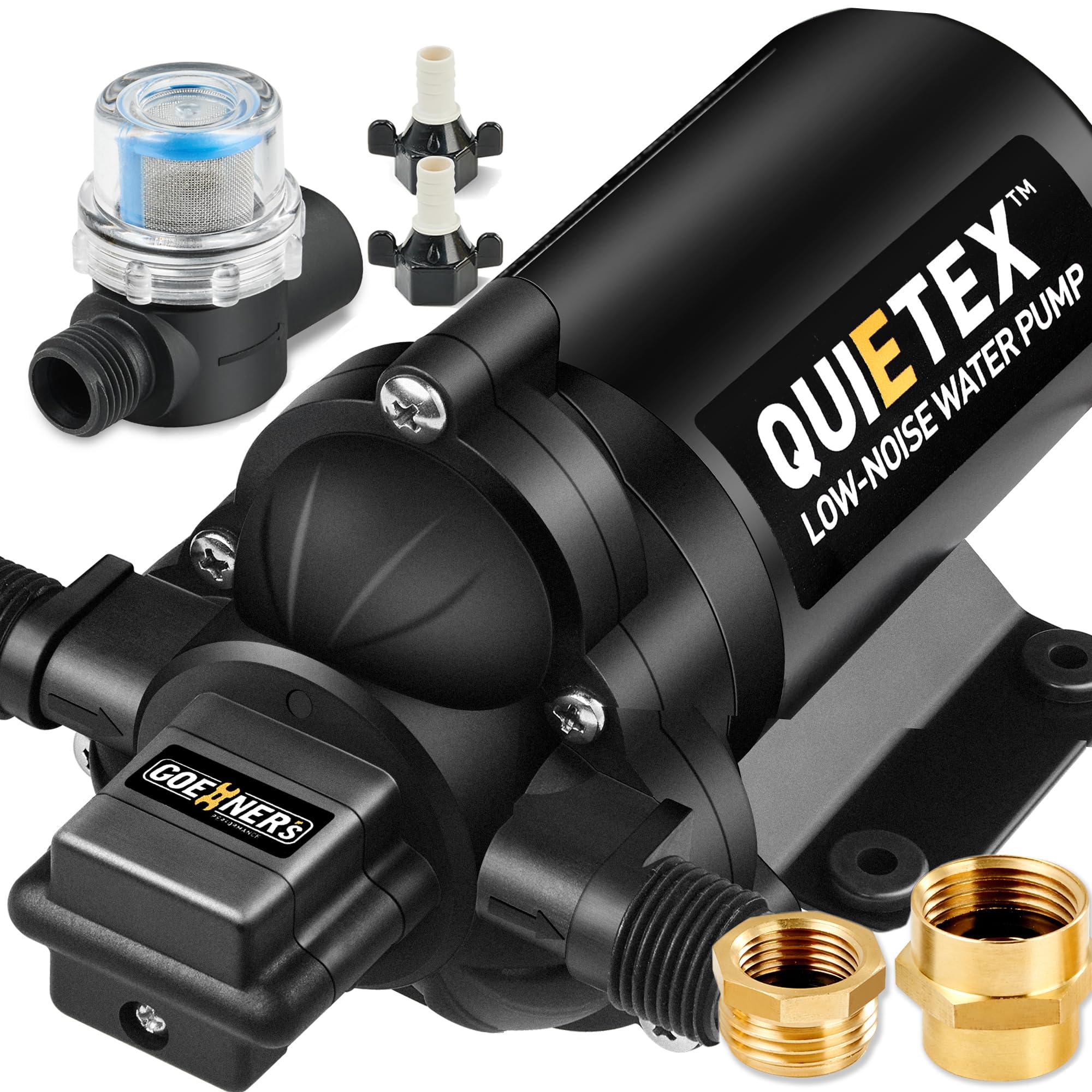12V RV Water Pump - High-Performance 5GPM 45PSI Quiet Diaphragm Pump with Heavy-Duty Pressure Switch - Ideal for Caravans, Marine, Campers (Upgrade 2.0) | Perfect for Off-Grid Living, RV Plumbing, and Outdoor Water Supply Systems