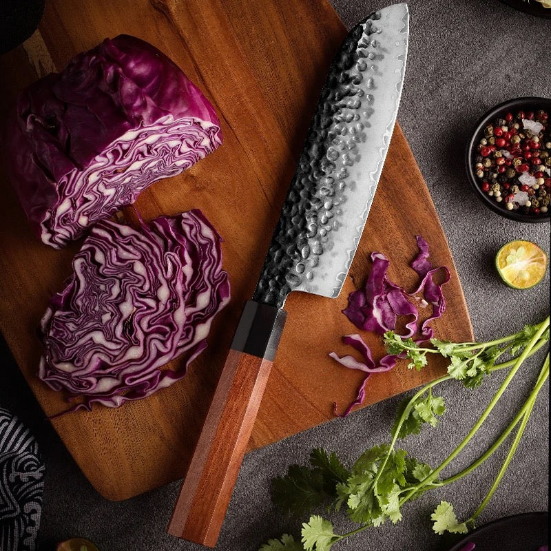 RYUJIN Professional Japanese Chef Knives Set - 8-Piece Damascus Steel Kitchen Knives with Rolling Sharpener & Bamboo Cutting Board - Perfect for Sushi, Meat Cutting and Home Cooking