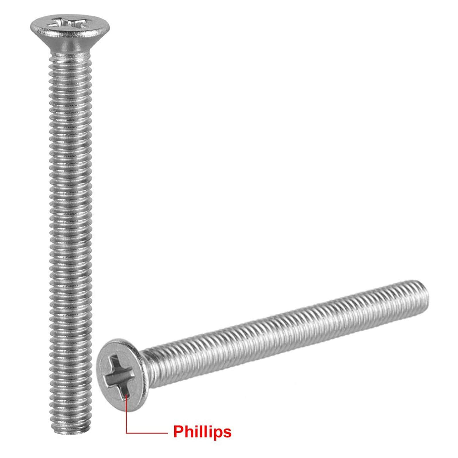 M3-0.5x35mm Phillips Flat Head Screws - 304 Stainless Steel Fasteners for DIY & Furniture Assembly