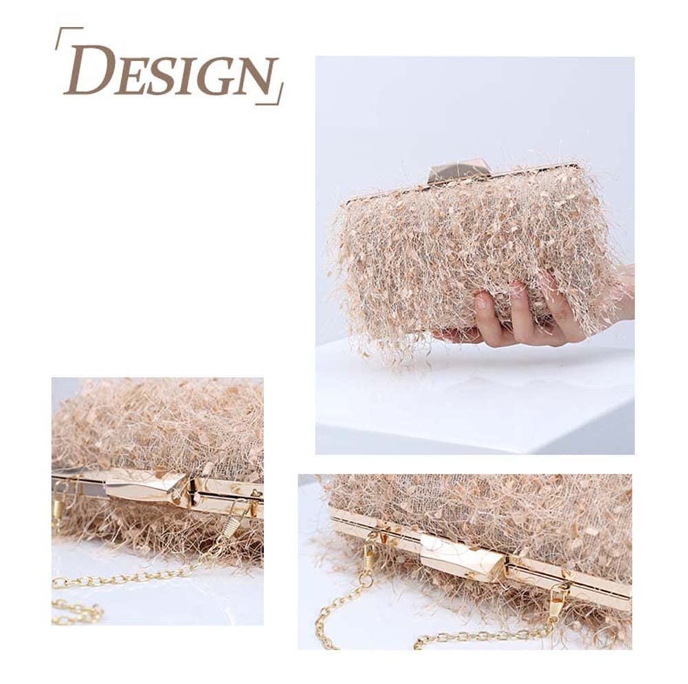 Elegant Women's Tassel Clutch Bag - Apricot Shoulder Purse for Wedding, Banquet & Evening Parties | Perfect for Formal Events, Date Nights & Special Occasions
