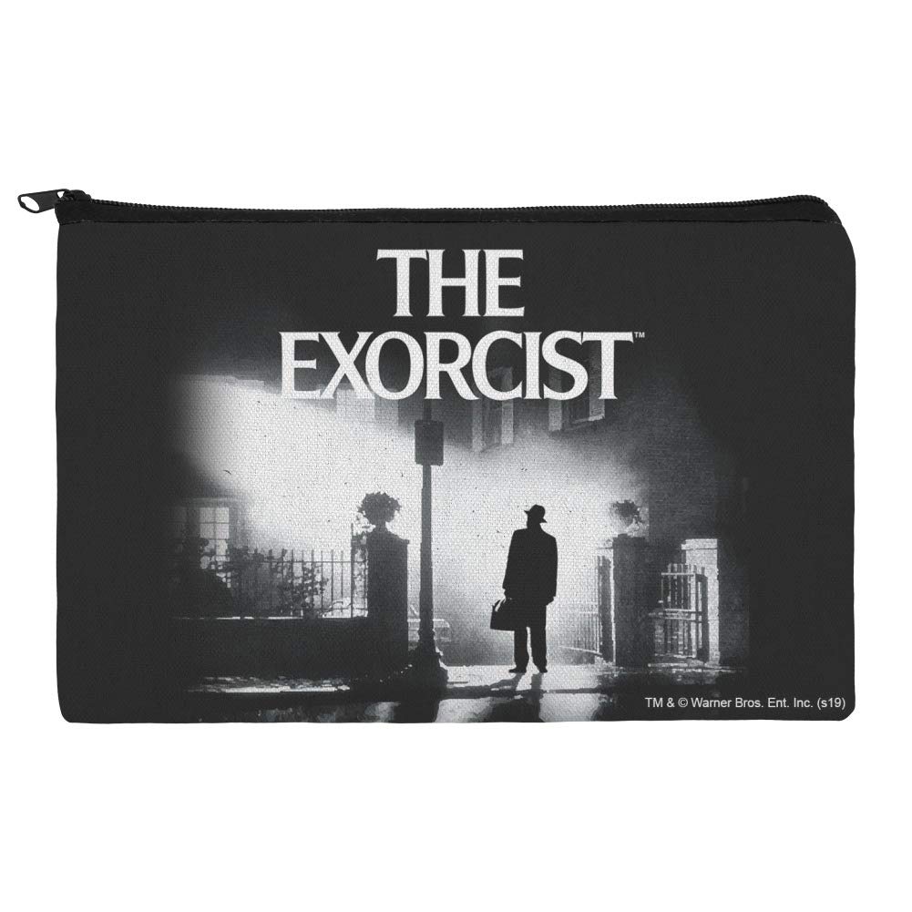 The Exorcist Logo & Silhouette Makeup Bag - Horror Movie Themed Cosmetic Organizer Pouch for Halloween, Cosplay & Travel